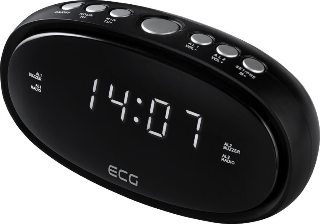 ECG Radiowecker RB 010 Weißes LED-Display mit Reduzierung der Helligkeit schwarz