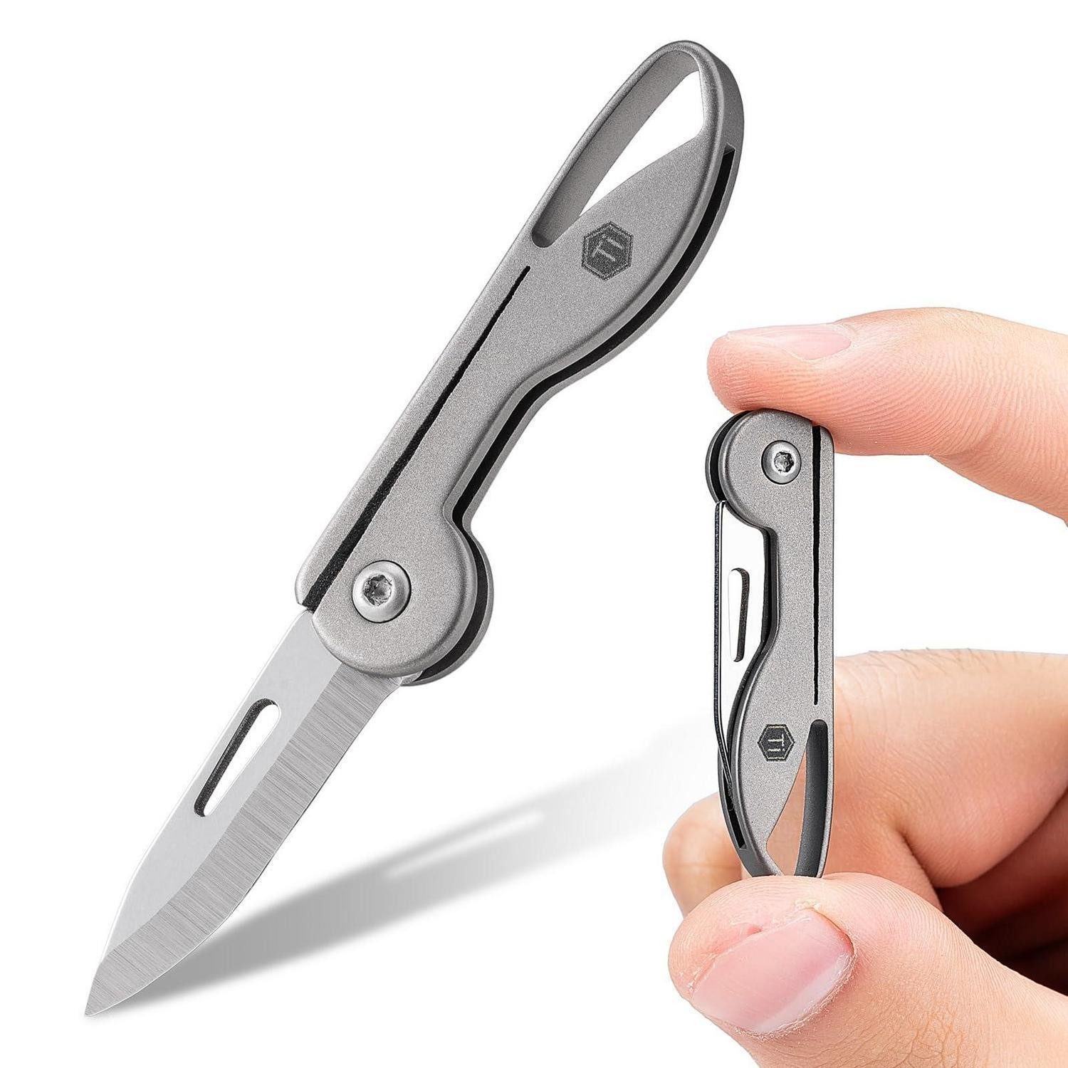 LuxusKollektion Taschenmesser Taschenmesser Mini Titan Schlüsselanhänger Silber