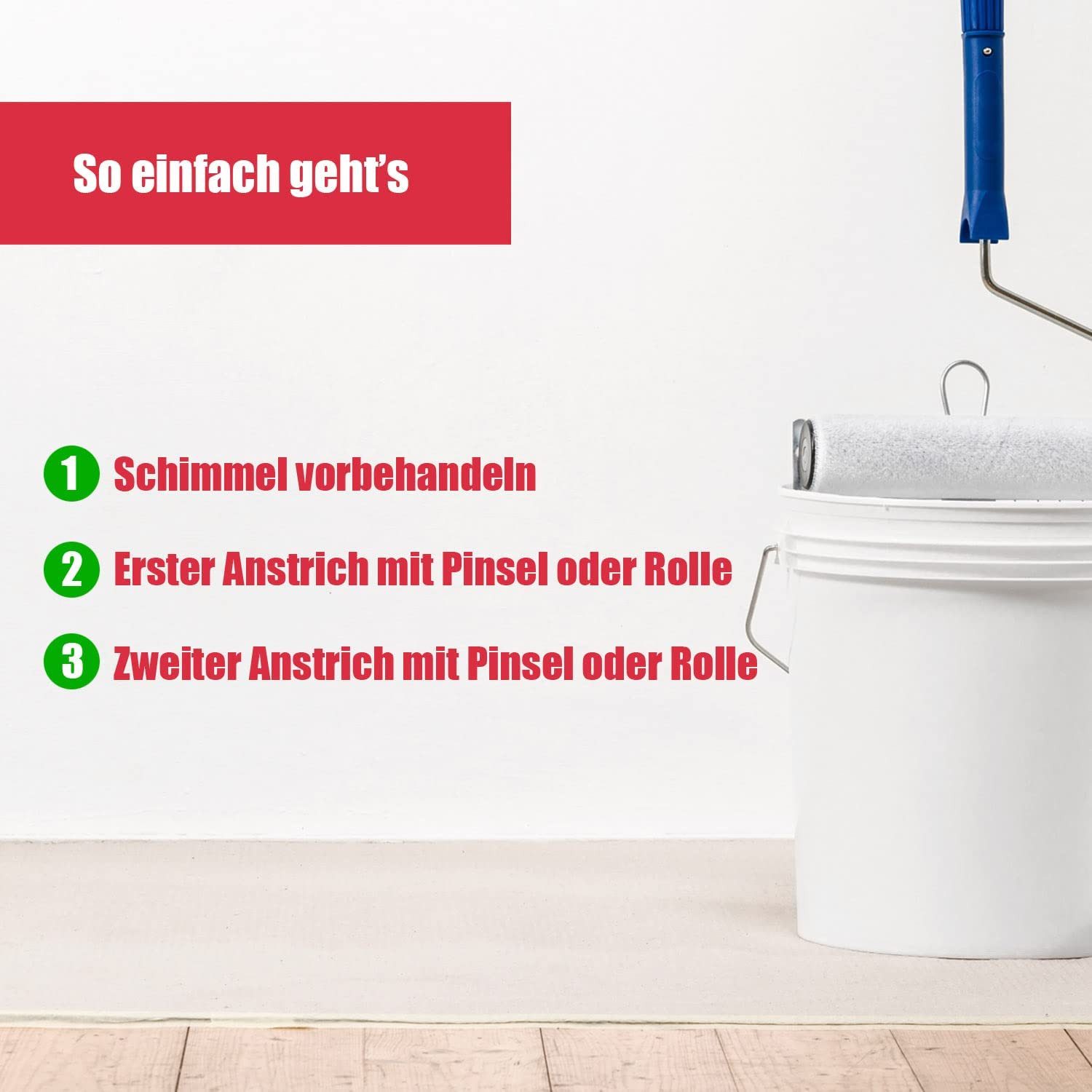 DICHTON Wand- und Deckenfarbe D.49W Anti Schimmel Farbe in matt weiß oder tönbar, weiß matt, Feuchtraumfarbe, Antischimmelfarbe – Bild 5 von 5