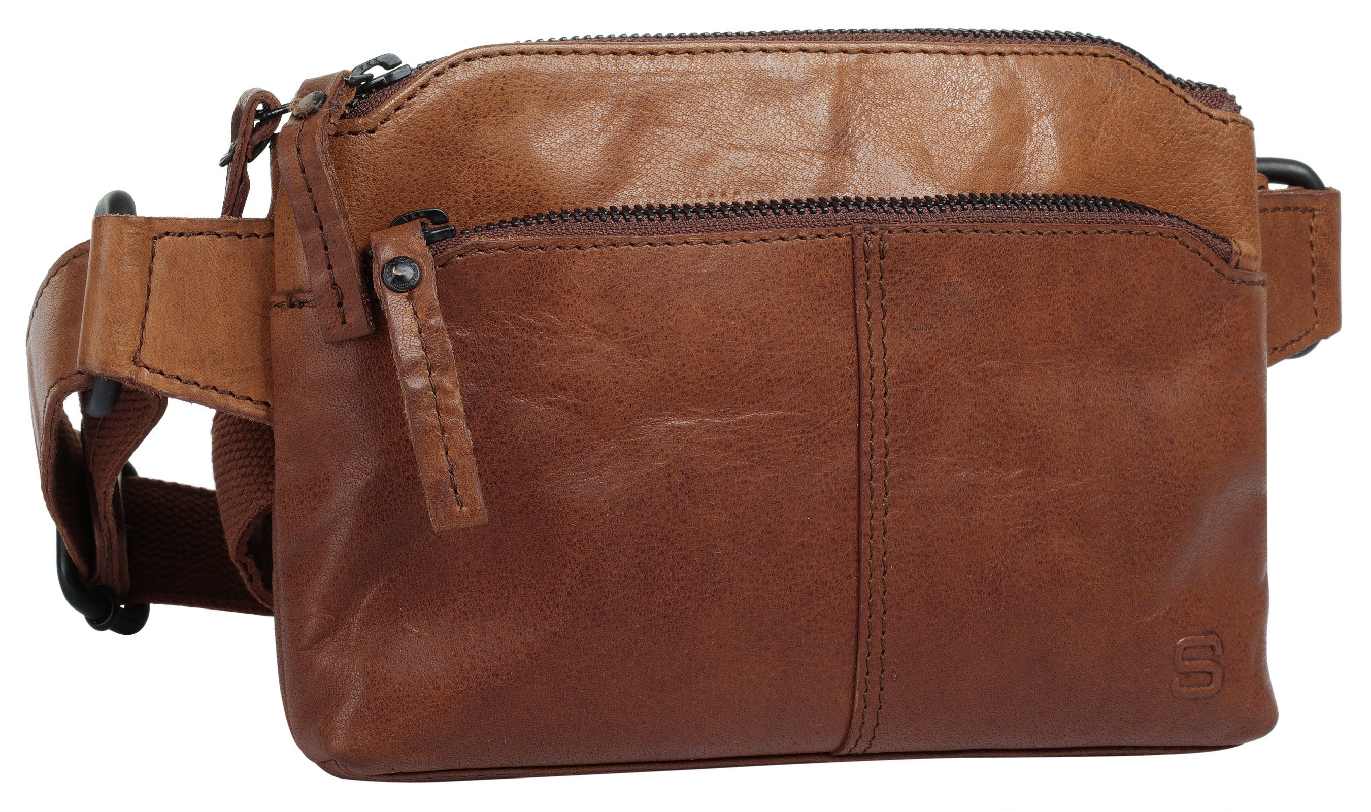 & Leder Gürteltasche, Sparrow Spikes echt cognac