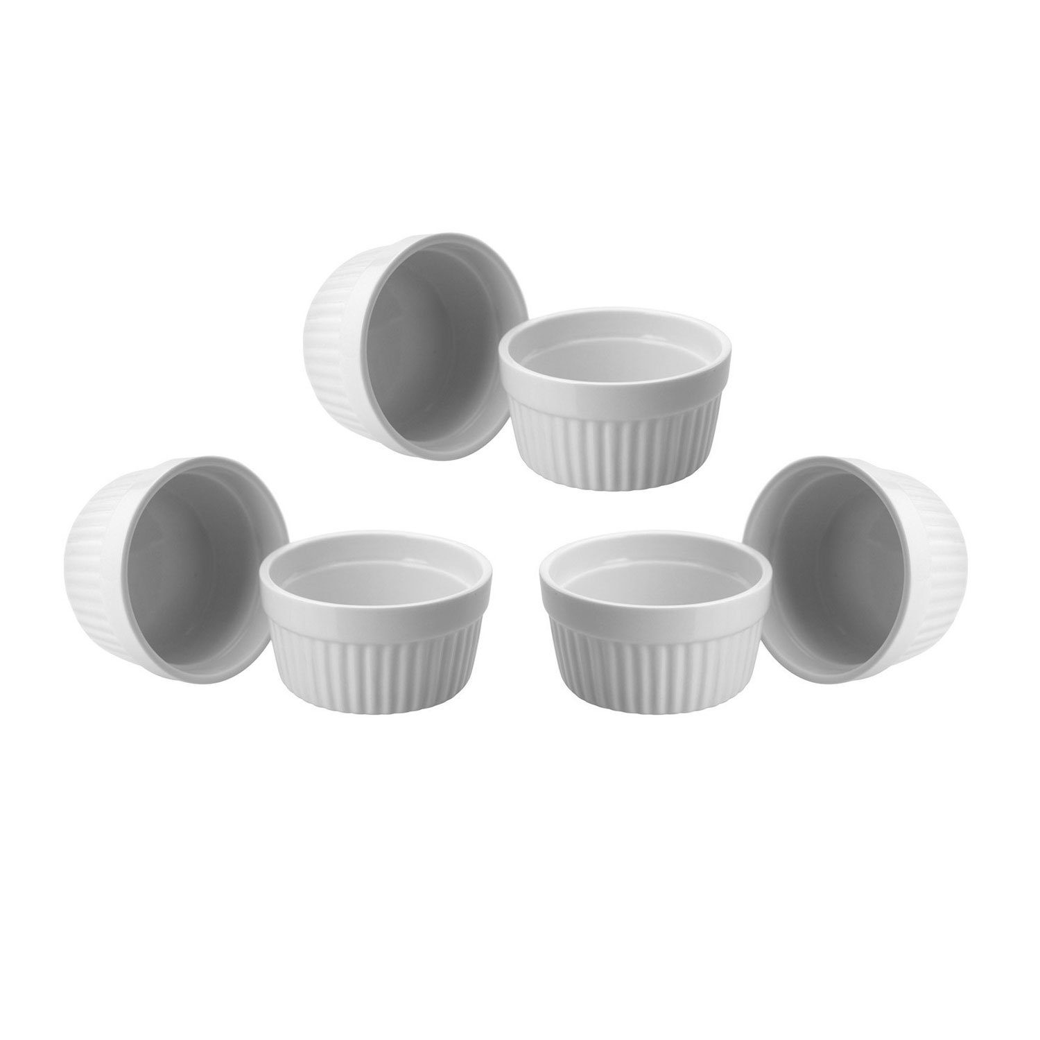 Auflaufform 6er Set Creme Brulee Schälchen Weiß 9 cm Förmchen aus Keramik 185 ml