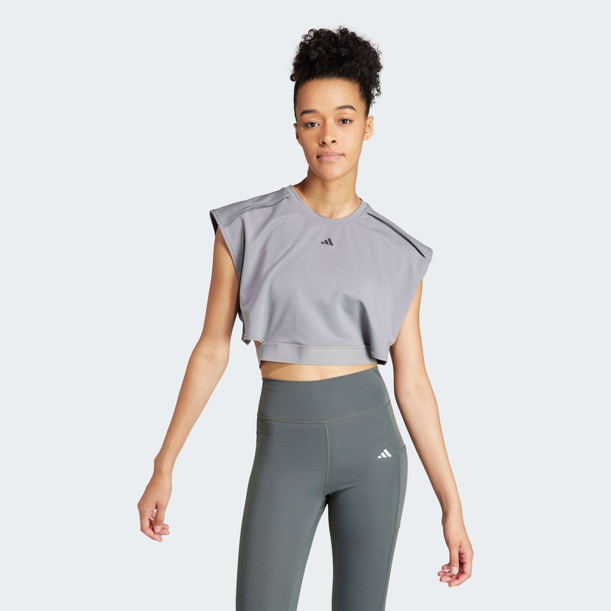 adidas Performance Crop-Top POWER AEROREADY CROP-SHIRT Grey Three / Black