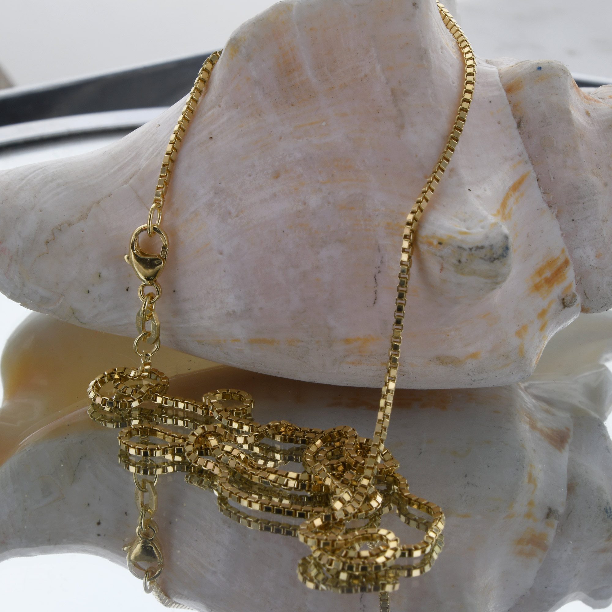 HOPLO Goldkette Goldkette Venezianerkette Halskette 1,2 mm - 38 cm 750-18 Karat Gold, Made in Germany – Bild 5 von 5