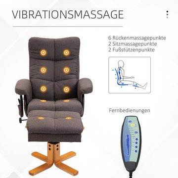 HOMCOM Massagesessel mit Fußhocker Stauraum Liegefunktion Fernsehsessel mit Massagefunktion (Set, 2-St., Relaxsessel), Kann sitzen, liegen und um 360° drehen