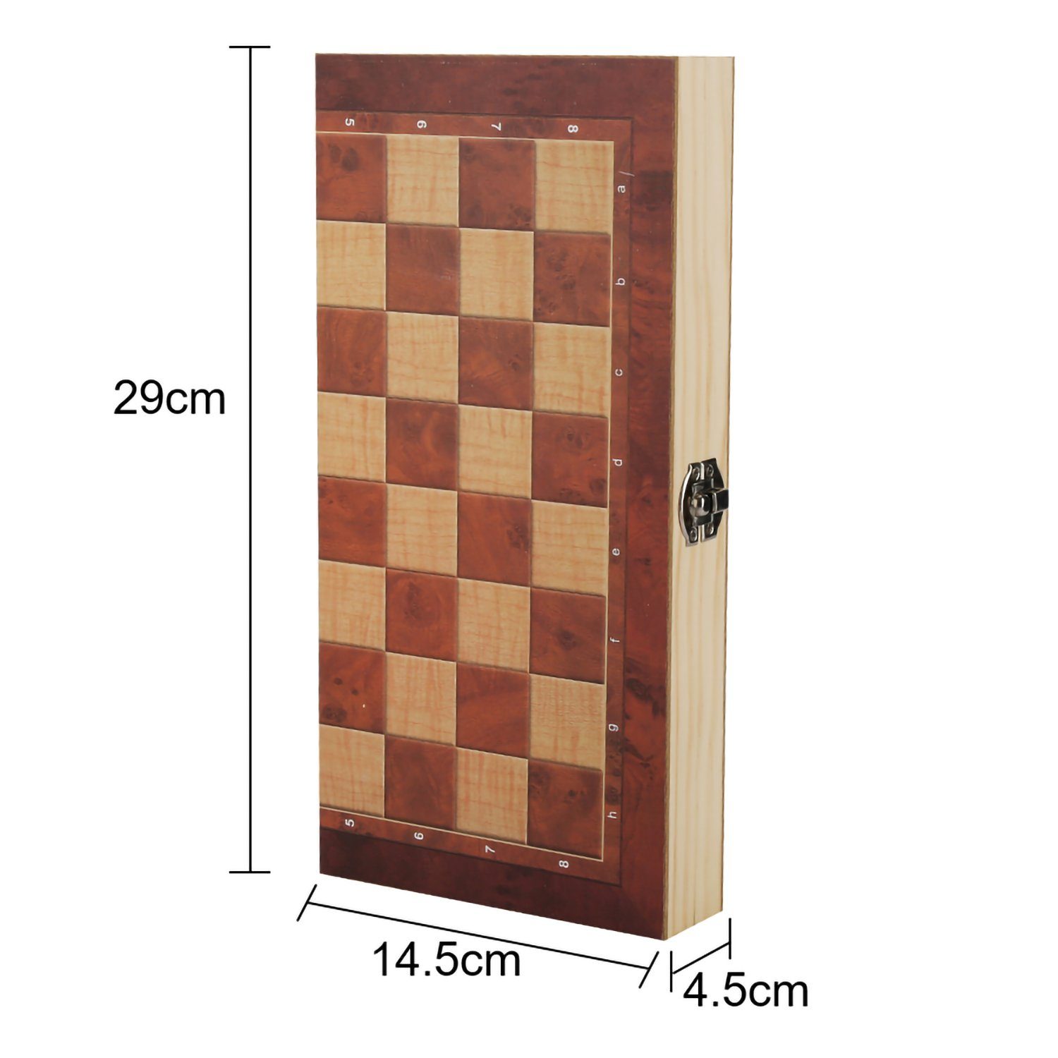 Lospitch Spiel, Schach Holzbox PROFI 29x29CM Schachspiel Backgammon Schachtisch