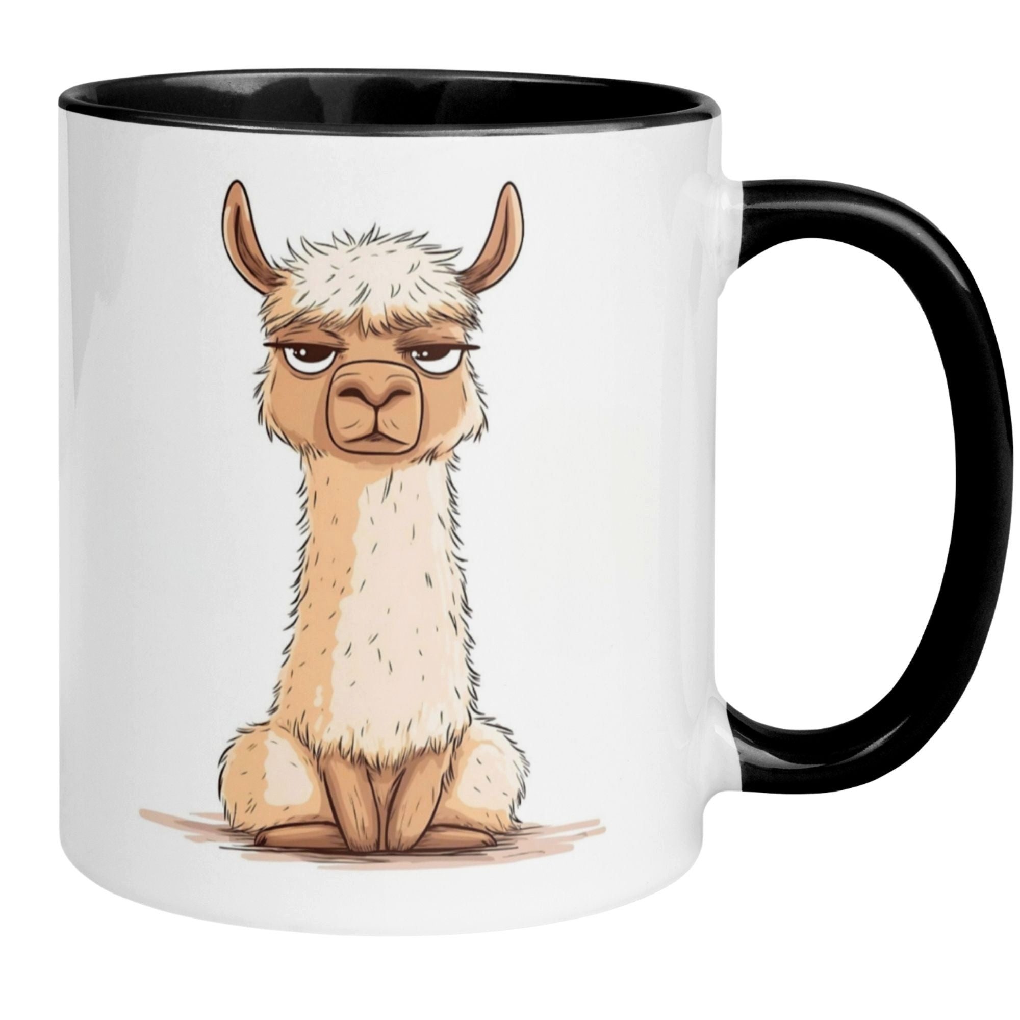 Momentals Tasse Alpaka – „Genervter Blick“ – lustiger Geschenk Becher für Morgenmuffel, Gratis Versand · Links-&Rechtshänder · Spülmaschinenfest