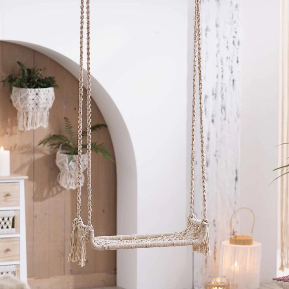 Home-trends24.de Schaukelgestell Schaukel Markamee Hängeschaukel Boho Beige günstig online kaufen