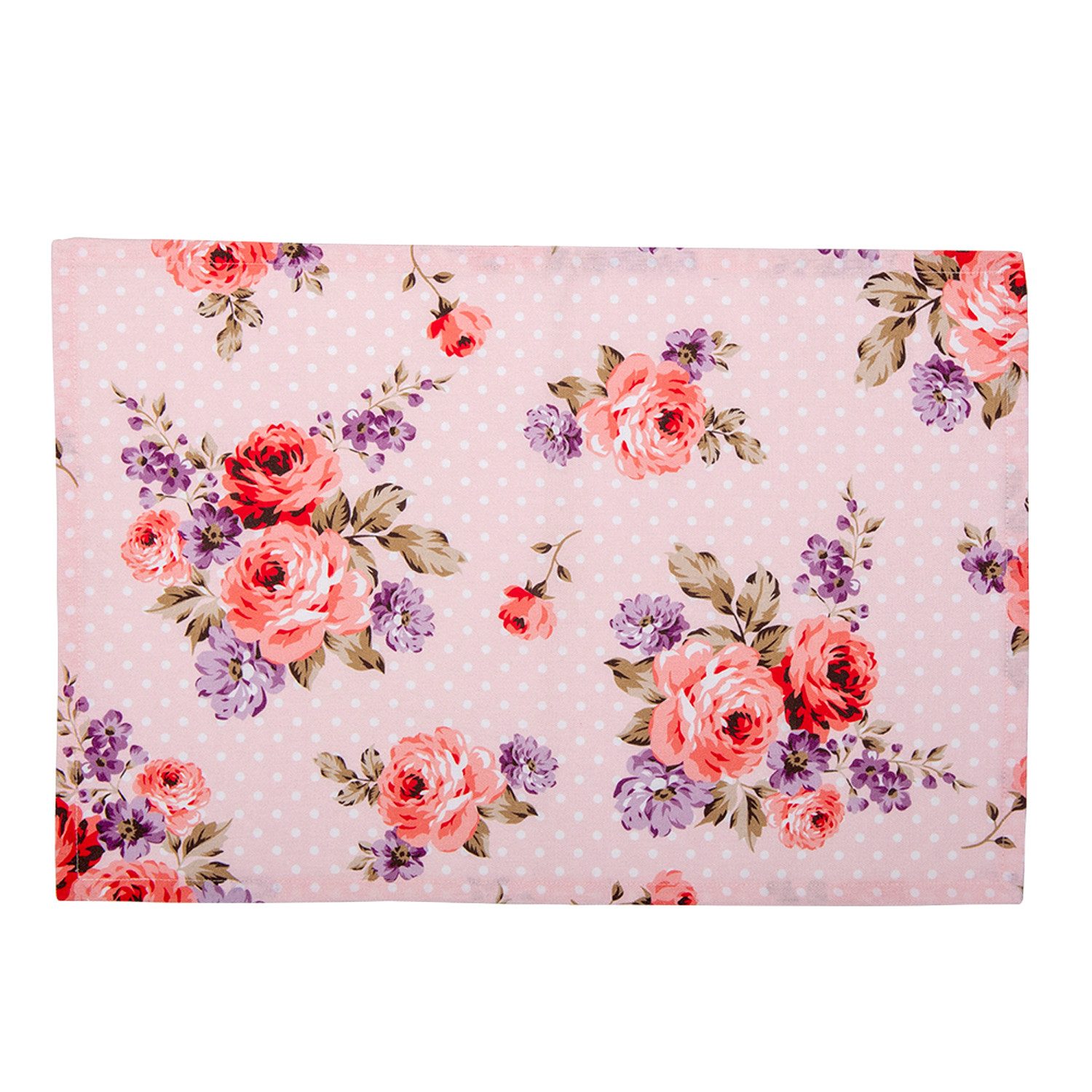 Clayre & Eef Platzset Dotty Rose, (Set, 2-St., 2-teilig), Tischsets Platzsets (2 Stück) Platzdeckchen ca.48x33cm Baumwolle