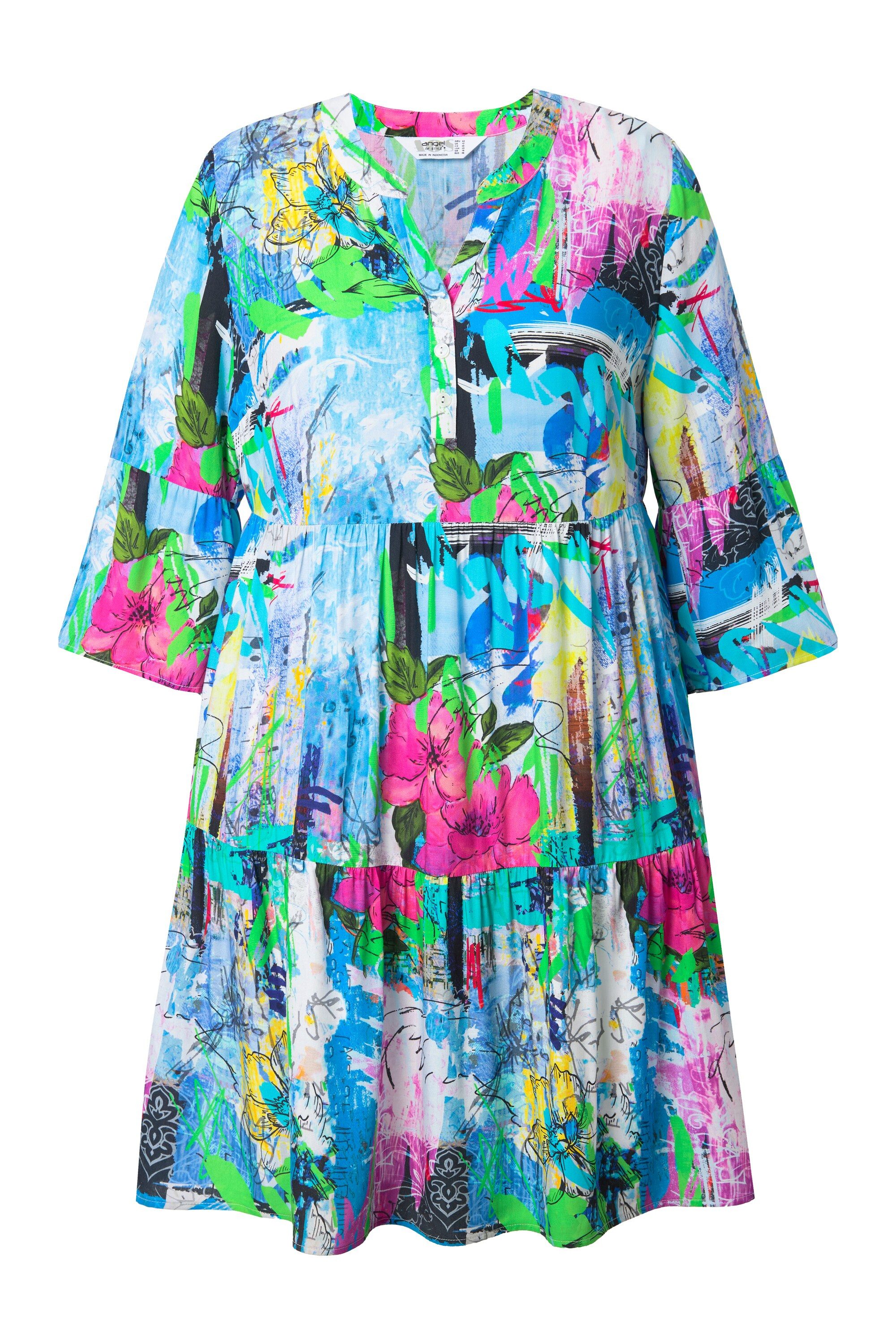 Angel of Style Jerseykleid Kleid A-Linie Grafitti-Muster Volants günstig online kaufen