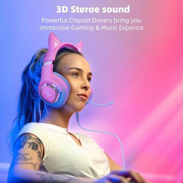 Mytrix Lautstärkeregelung an der linken Ohrmuschel Gaming-Headset (3,5-mm, ideal für ausgedehnte Gaming-Sessions. Verstellbares Kopfband, 360° drehbares Mikrofon mit Geräuschunterdrückung klare Kommunikation)
