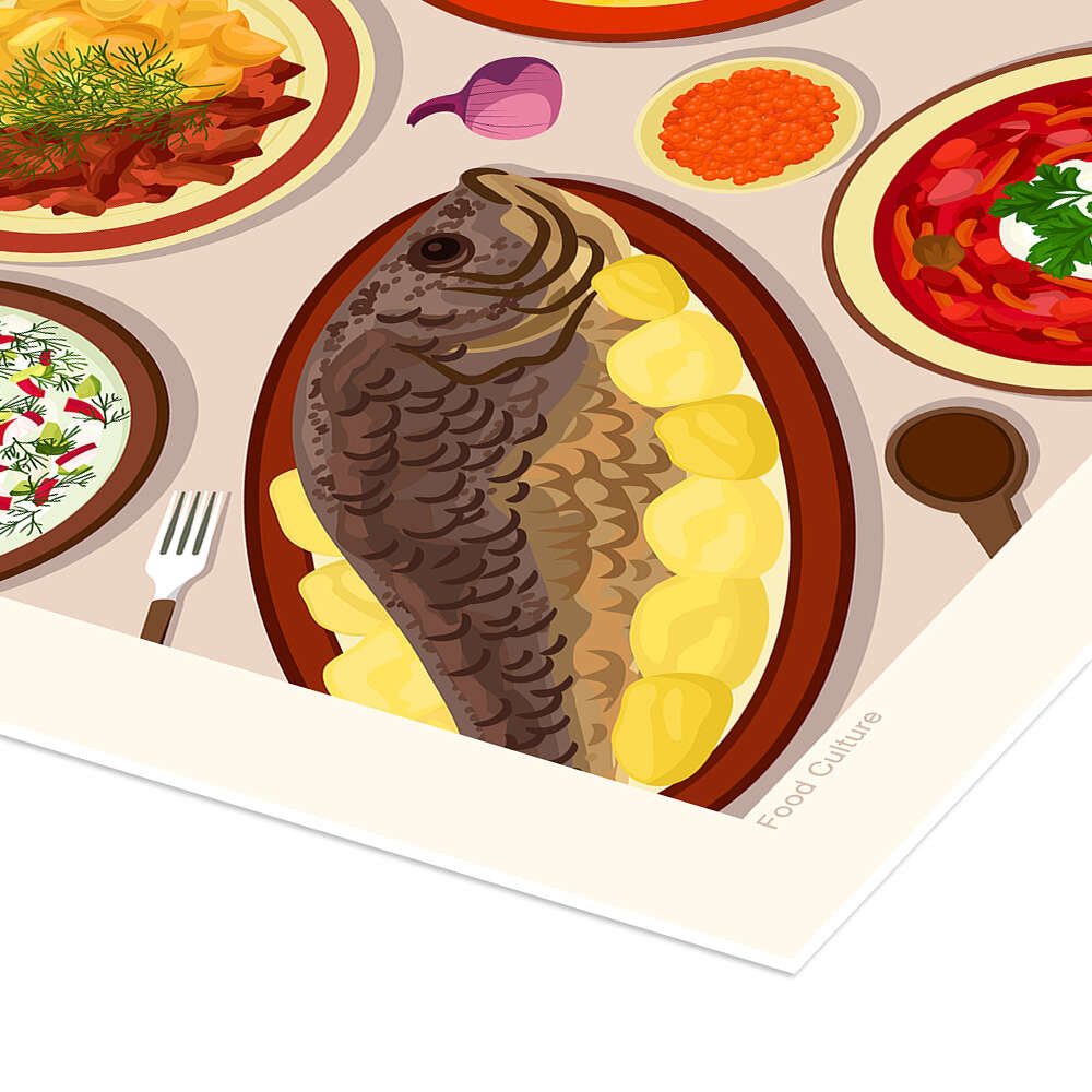 Posterlounge Wandbild Traditional Food - Russian Cuisine, Editors Choice, erhältlich als Poster, Leinwandbild, Wandsticker oder Acrylglasbild
