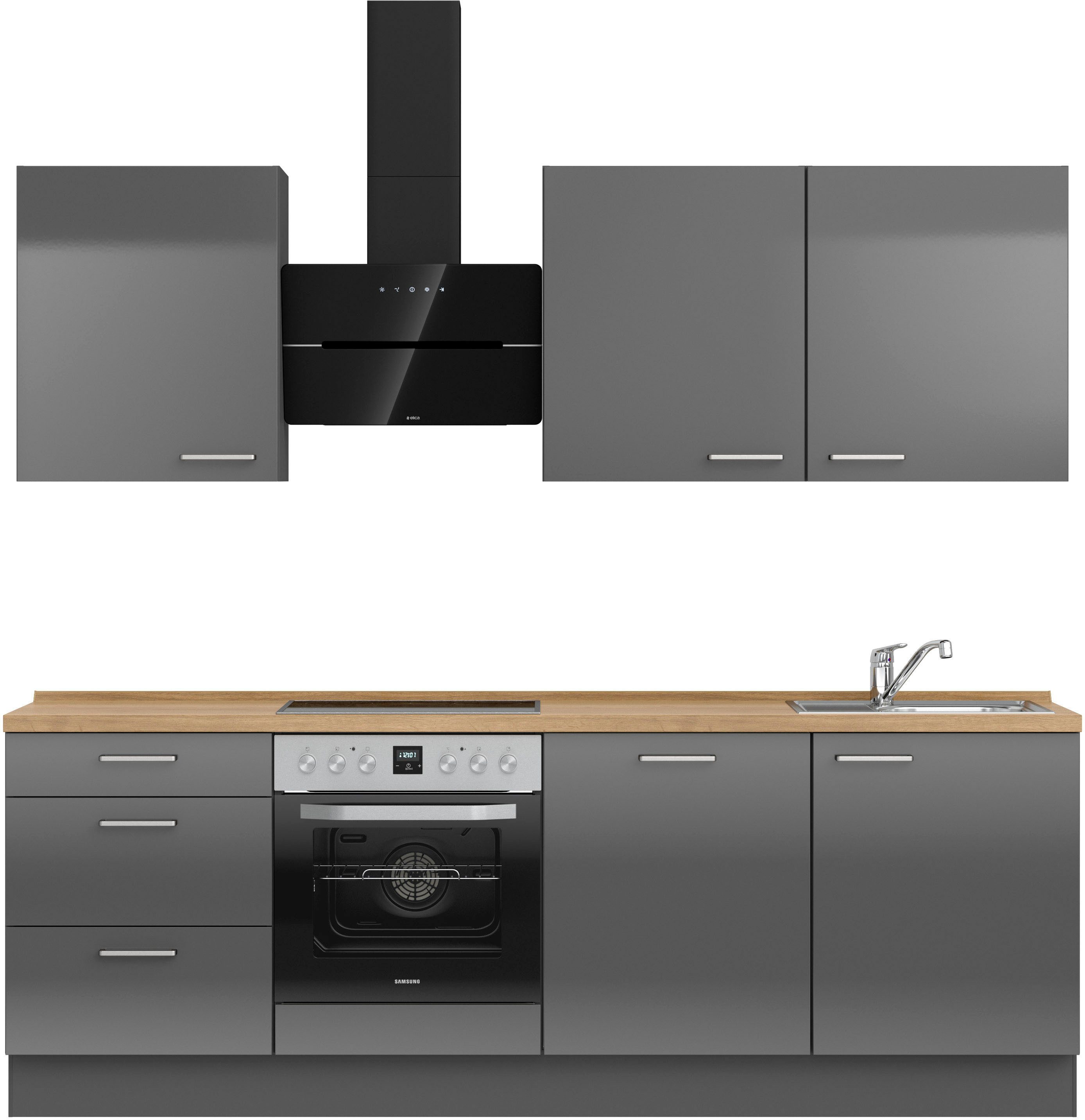 nobilia® Küchenzeile "Flash II", vormontiert, Ausrichtung wählbar, Breite 240 cm, wahlw. mit E-Geräten