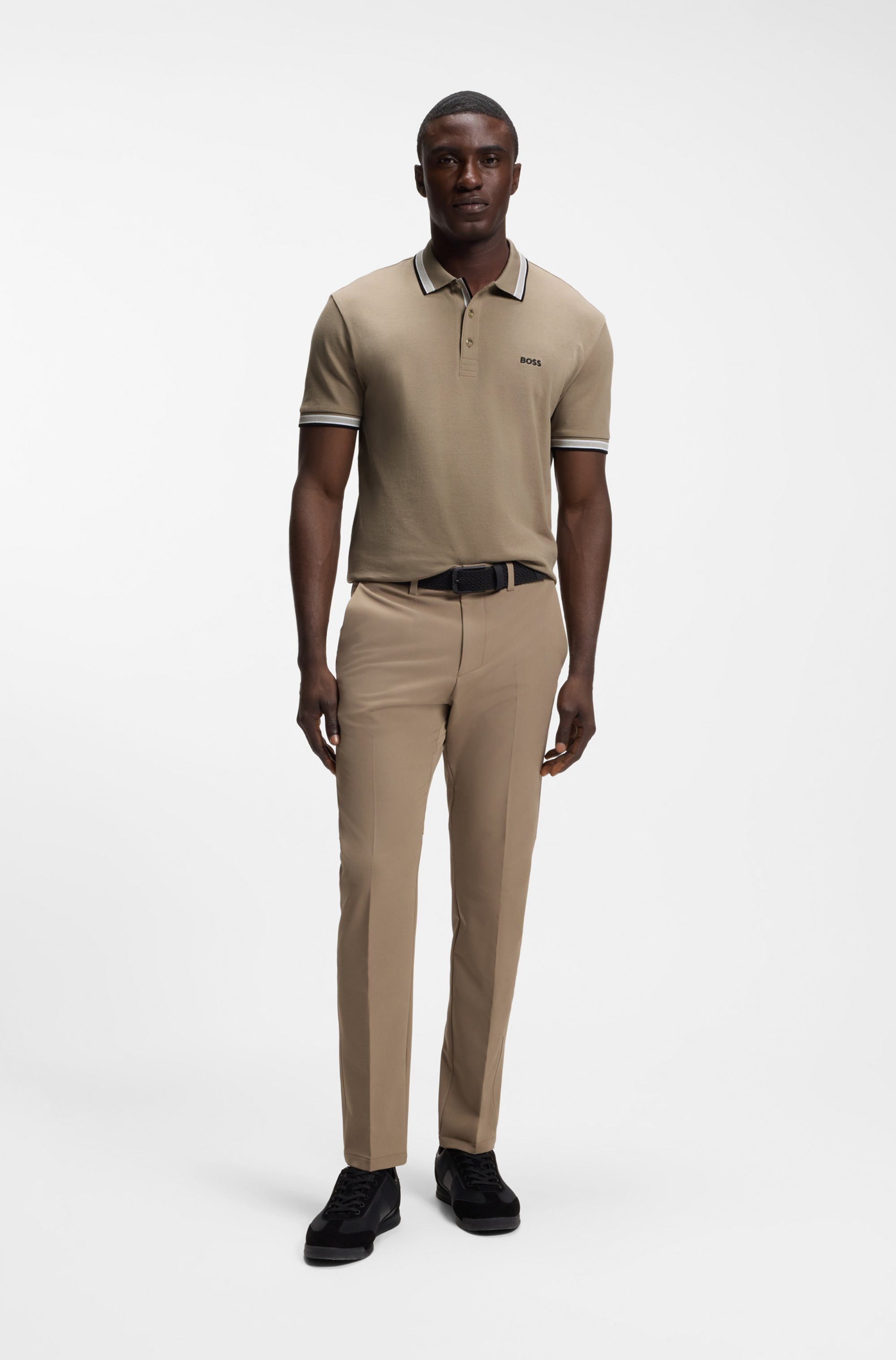 BOSS GREEN Poloshirt Paddy Regular Fit atmungsaktive Piqué-Webstruktur, Flachstrickkragen, gerader Schnitt