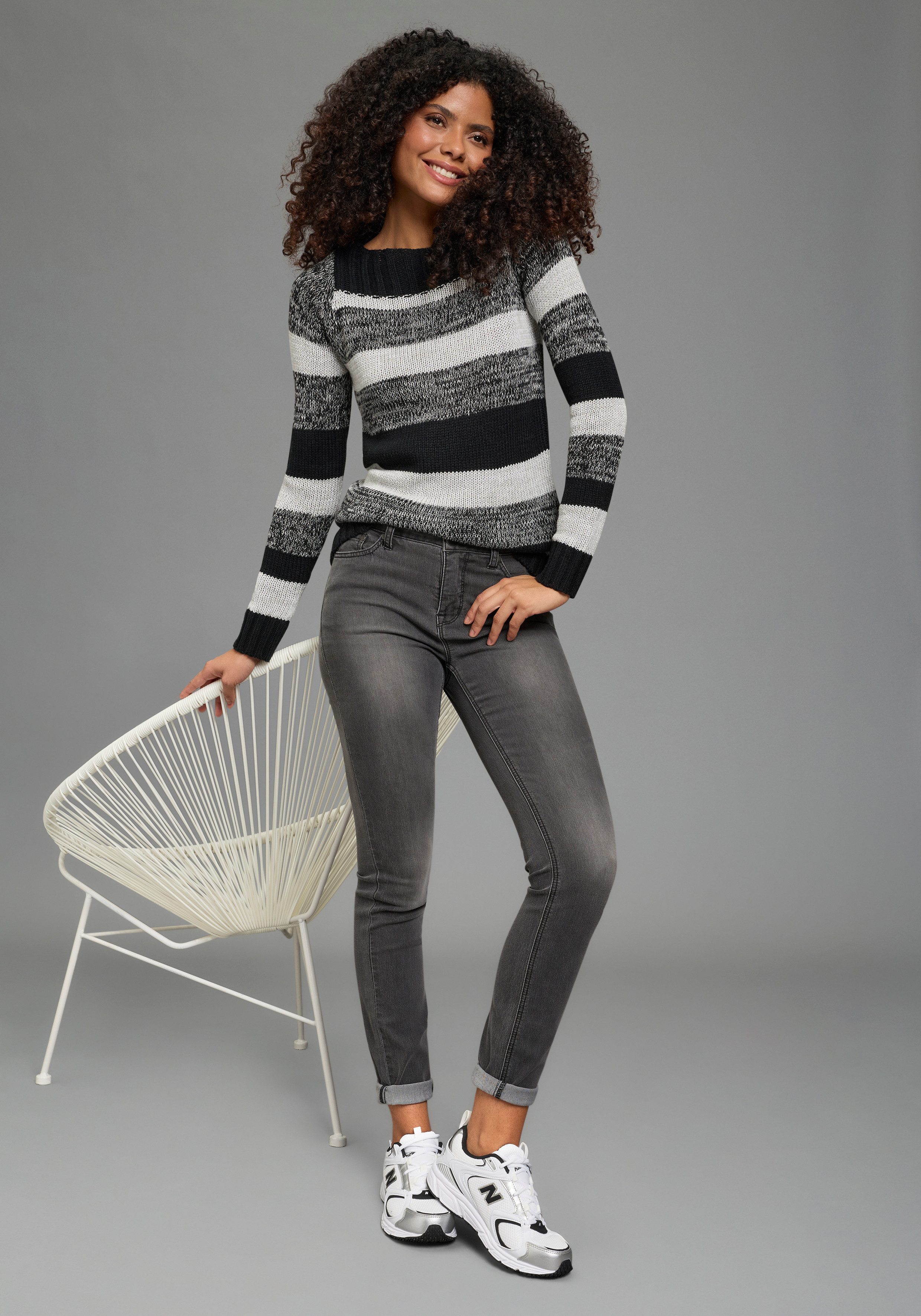 AJC Strickpullover mit U-Boot Ausschnitt und tollem Streifendesign