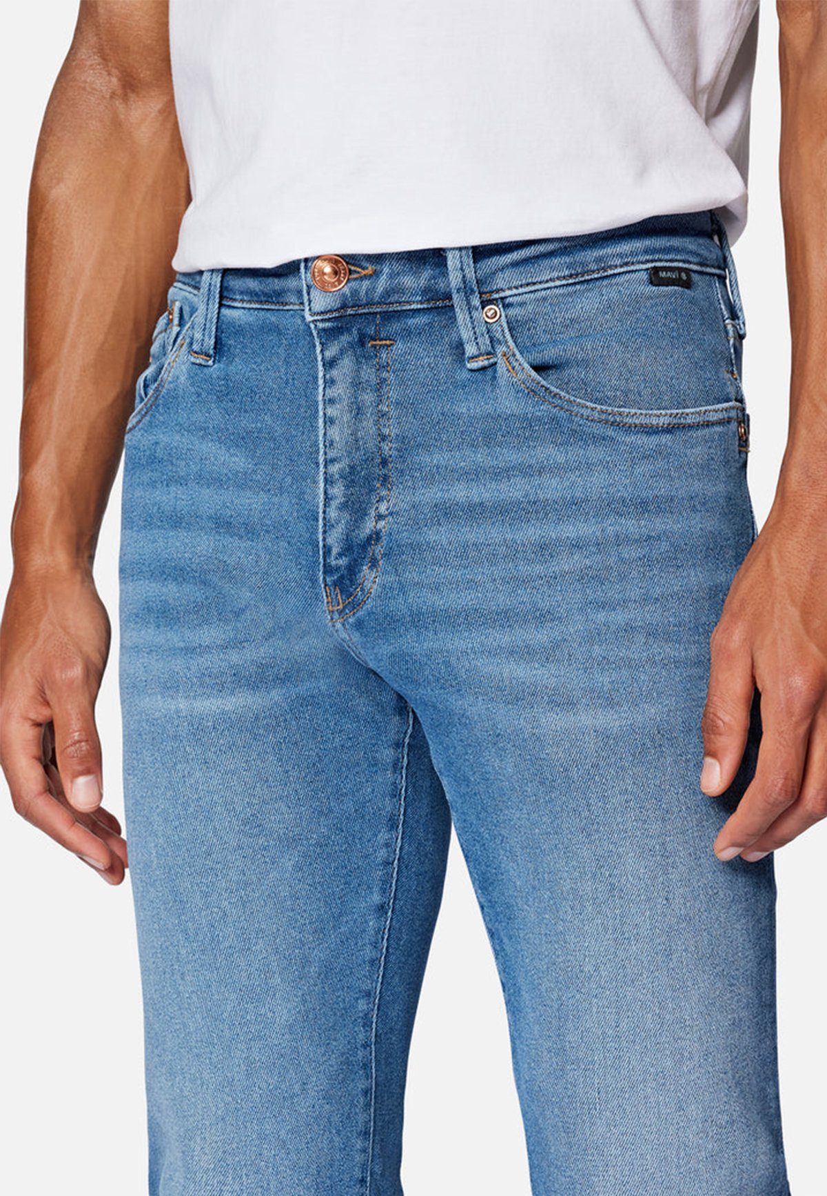 Regular (1-tlg) Regular-fit-Jeans 4169 Stretch Tapered Hose Blau in Mavi Fit Leg Jeans CHRIS Pants Denim