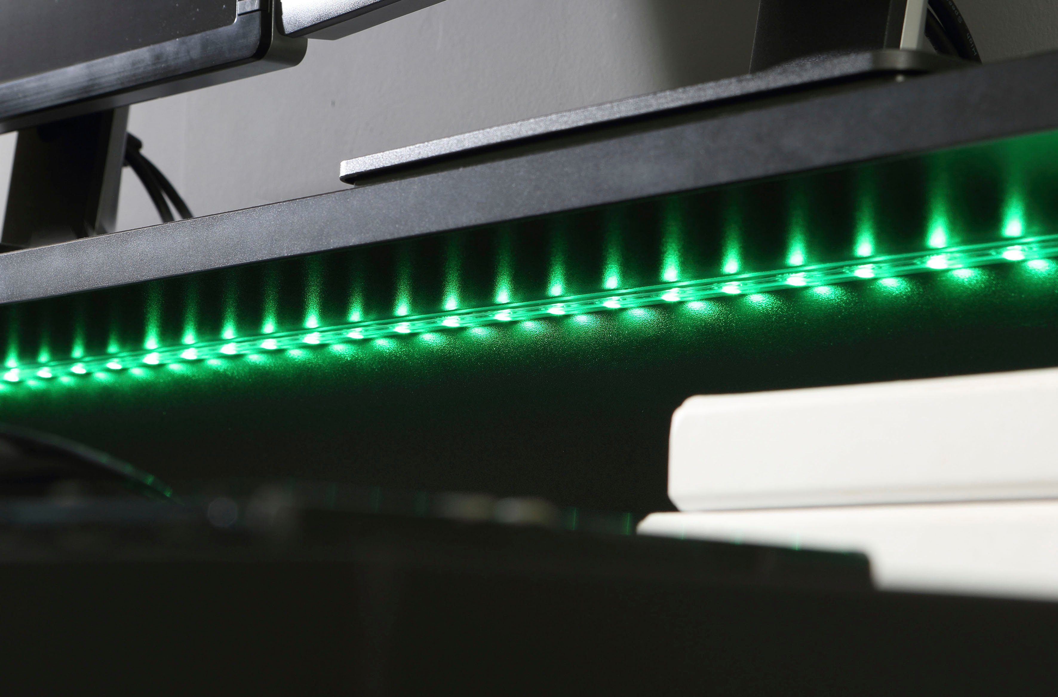 FORTE Beleuchtung, moderner 140 mit Ayo, Gamingtisch Breite LED-RGB Schreibtisch, cm