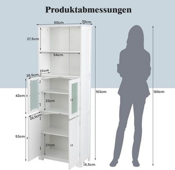 KOMFOTTEU Hochschrank Badezimmerschrank mit Ablagen & Schänke