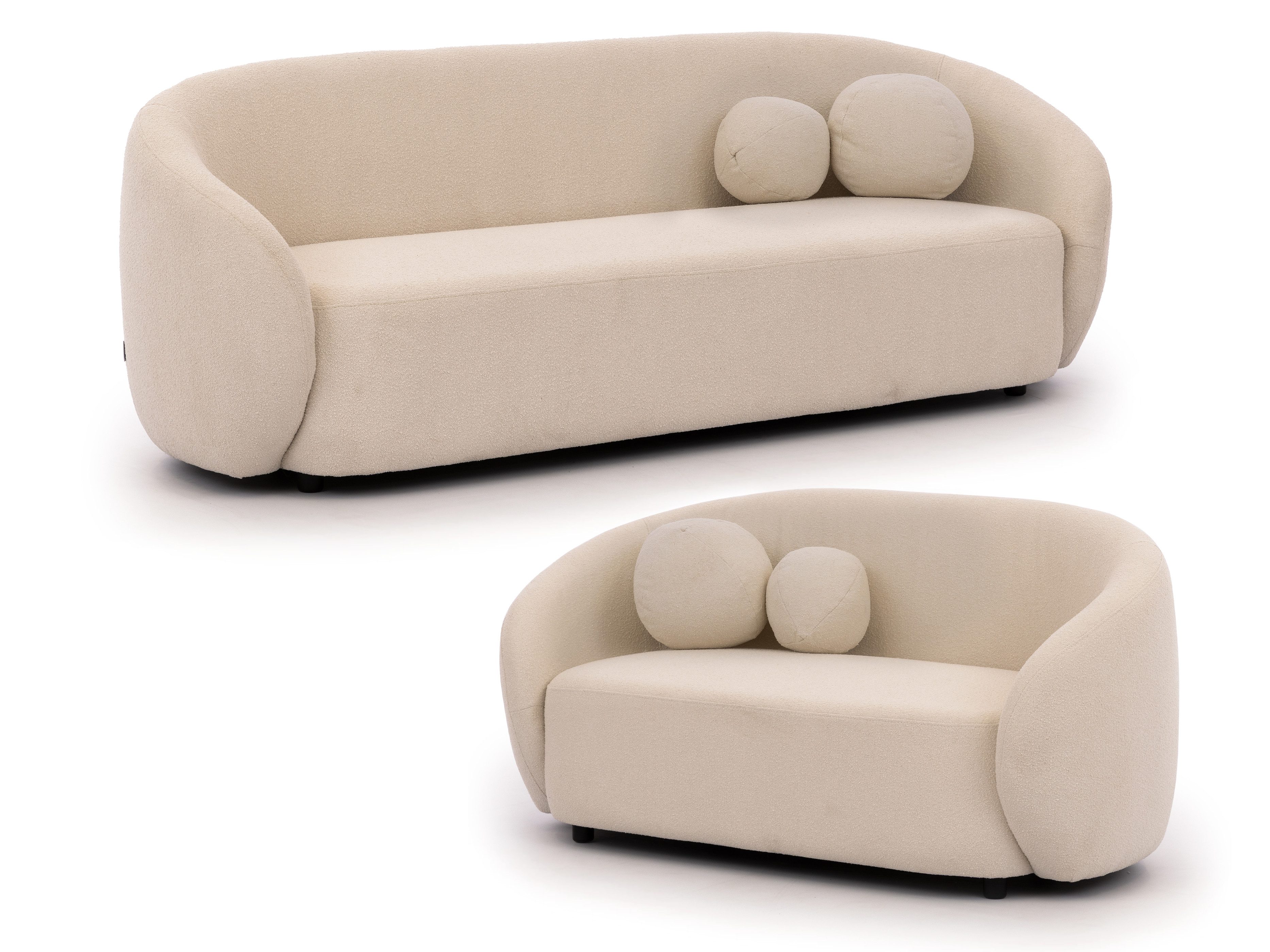 S-Style Möbel Polstergarnitur 3+2 Roundi, Bouclé, günstig online kaufen