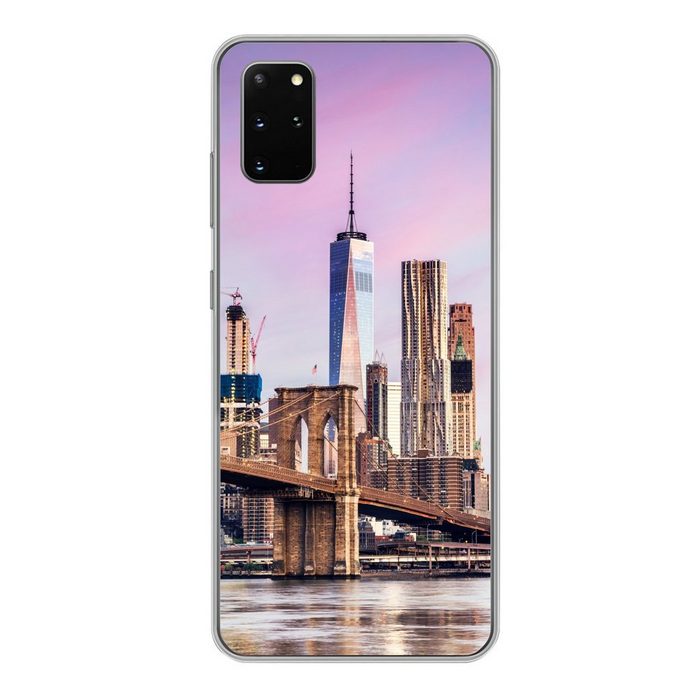MuchoWow Handyhülle Brooklyn Bridge und die New Yorker Skyline Phone Case Handyhülle Samsung Galaxy S20 Plus Silikon Schutzhülle