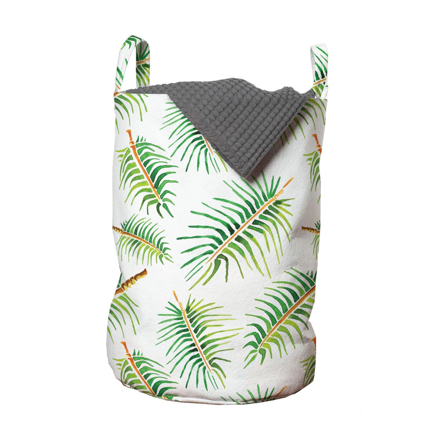 Abakuhaus Wäschesäckchen Wäschekorb mit Griffen Kordelzugverschluss für Waschsalons, Botanisch Tropical Aquarell Palm