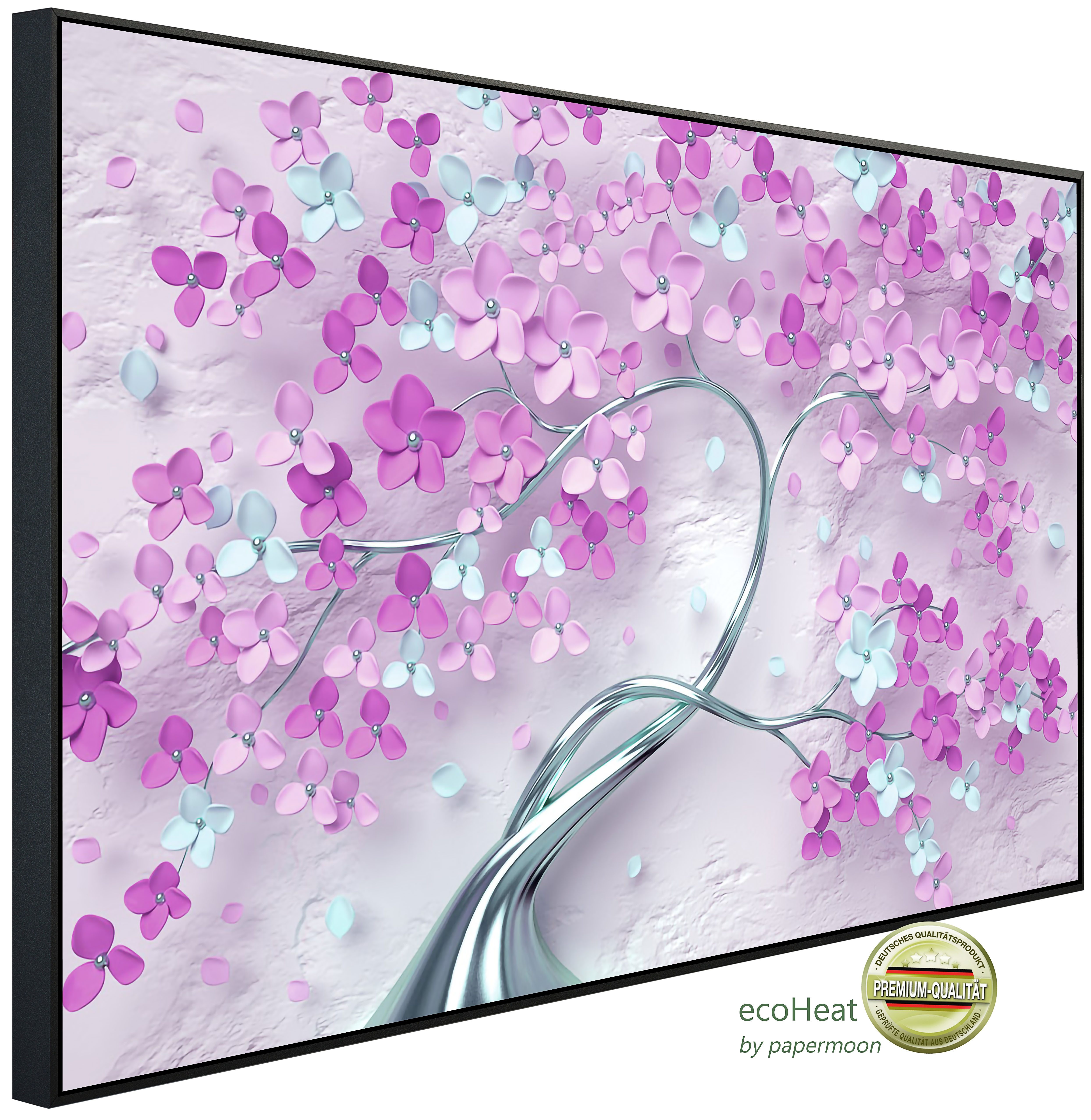 Papermoon Infrarotheizung INFRAROT-BILD-HEIZUNG, Blumen Baum lila blau, TÜV-Rheinland/GS zertifiziert, angenehme Strahlungswärme
