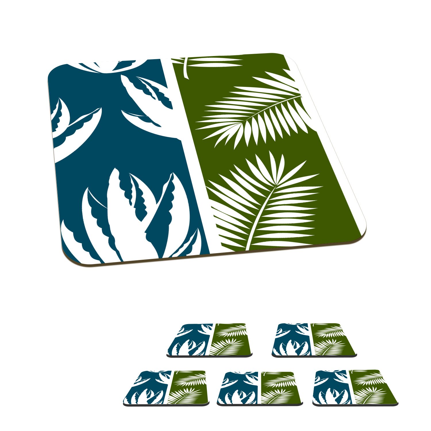 MuchoWow Glasuntersetzer Blätter - Tropisch - Gestaltung - Hawaii, Zubehör für Gläser, 6-tlg., Glasuntersetzer, Tischuntersetzer, Korkuntersetzer, Untersetzer, Tasse