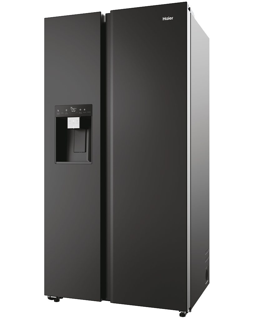 Haier Side-by-Side Front aus Edelstahl schwarz HSW79F18DIPT, 177,5 cm hoch, 90,5 cm breit, Wasser/Eiswürfeldispenser, No Frost, Smart hON App-WIFI