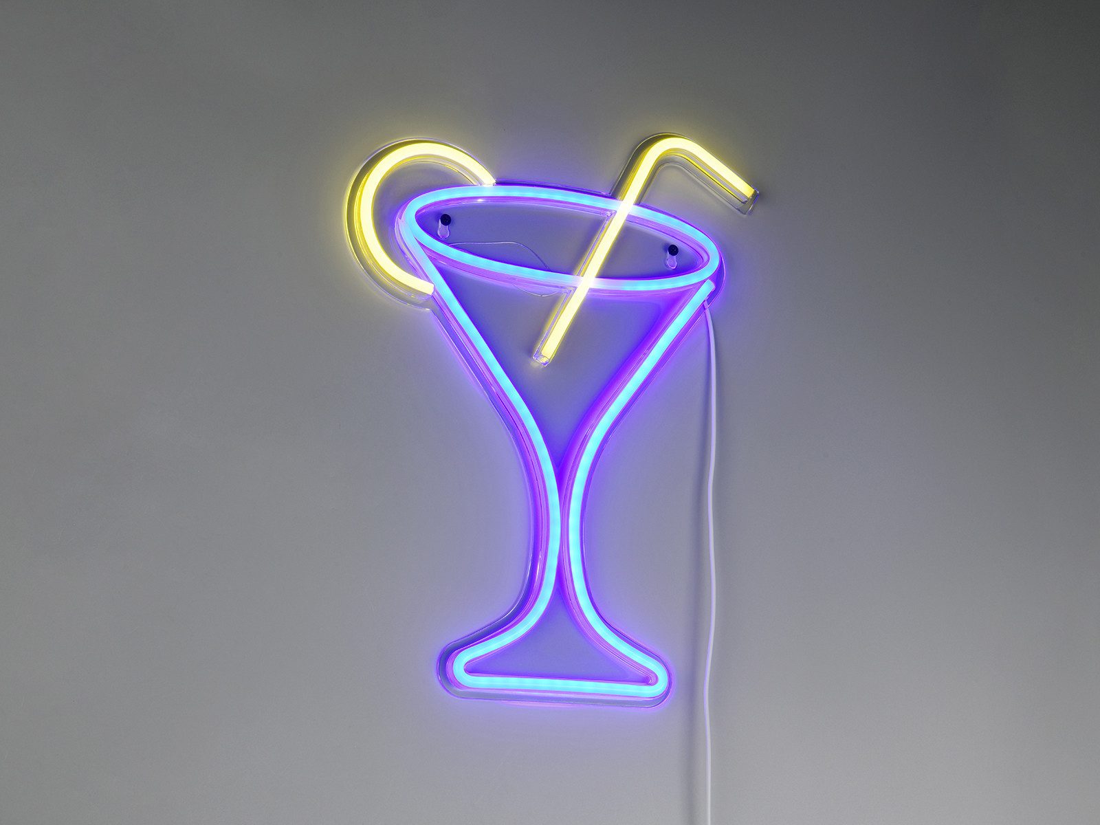 Reality Leuchten LED Dekolicht Flaches Neon-Schild Cocktail, Höhe 43cm, LED fest integriert, USB Dekoleuchte, Wand Deko-Lampe mit Netzteil & Schalter