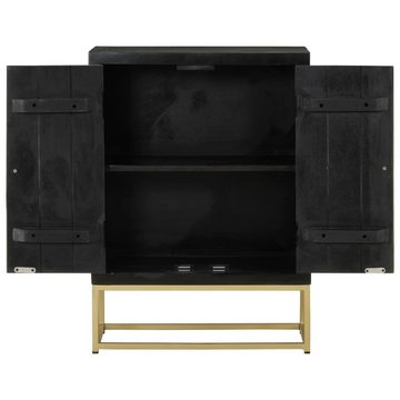 vidaXL Sideboard Sideboard mit 2 Türen Schwarz Gold 55x30x75 cm Massivholz Mango (1 St)