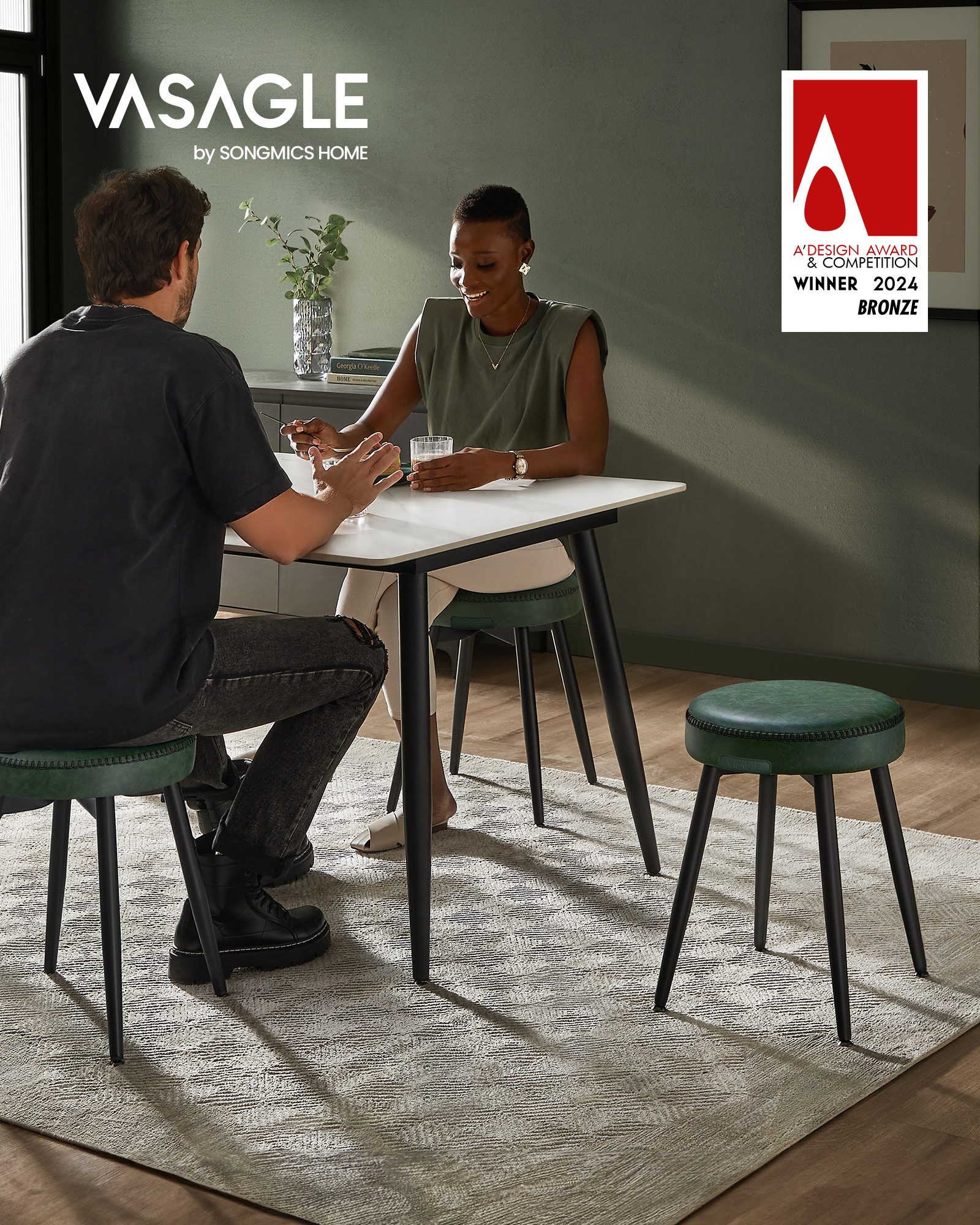 VASAGLE Sitzhocker (2 St), Esszimmerstuhl, EKHO Series, schminktisch stuhl, günstig online kaufen