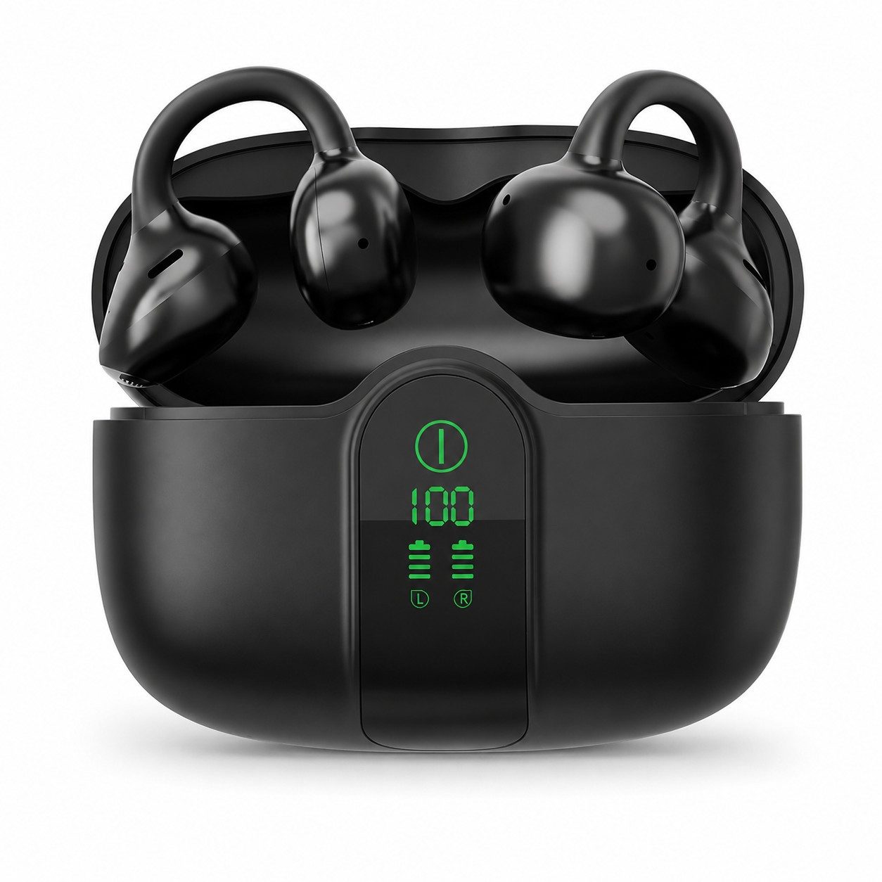 Futicare Bluetooth 6.0 Clip-On-Kopfhörer mit Dual-Mikrofon, 62 Std. Akku, Open-Ear-Kopfhörer (IPX5,kabellose Bluetooth Kopfhörer mit leichtem Ohrclip-Design)