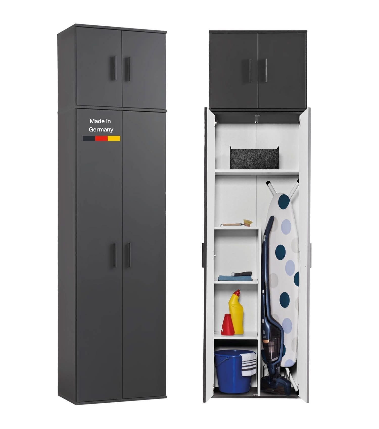 mokebo Mehrzweckschrank Der Extralange Made in Germany, Besenschrank, Putzschrank, Flurschrank in Anthrazit