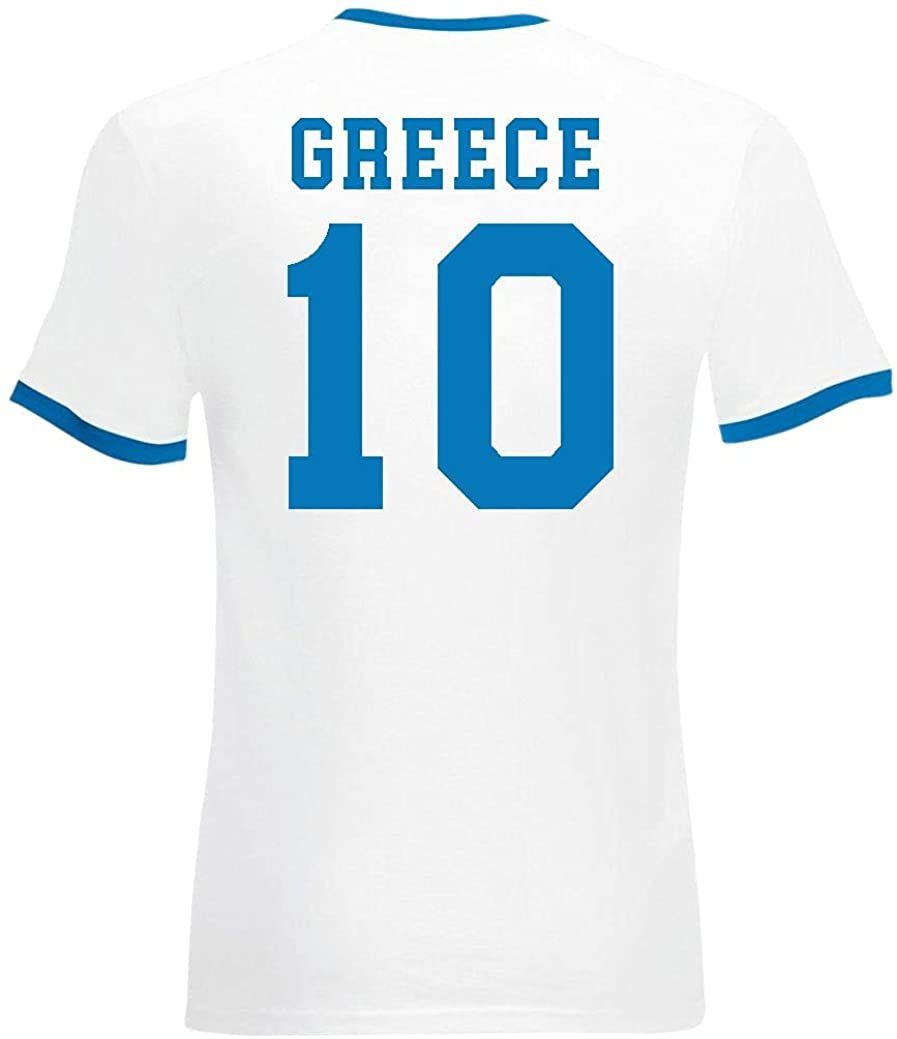 trendigem Trikot Herren T-Shirt Weiß Motiv Designz Youth Fußball Look mit im T-Shirt Griechenland
