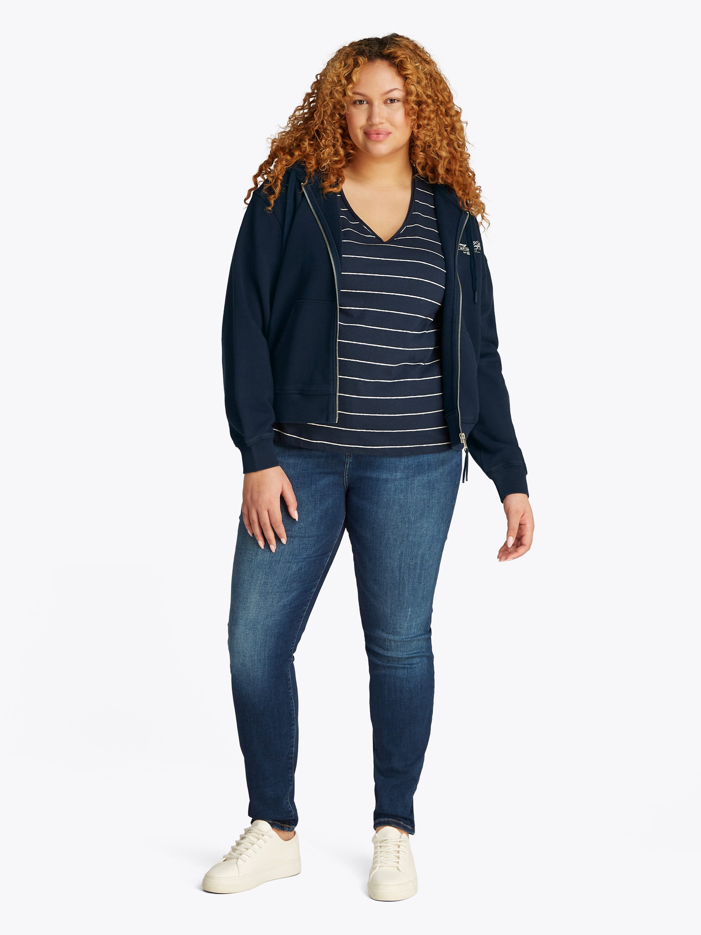 Tommy Hilfiger Curve Sweatjacke CRV REG SCRIPT ZIP HOODIE in Großen Größen, Kapuze, Zipper, Logoschriftzug