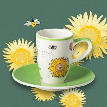 Mila Espressotasse Mila Keramik Espresso-Tasse mit Untere Sunny Sunflowers, Keramik