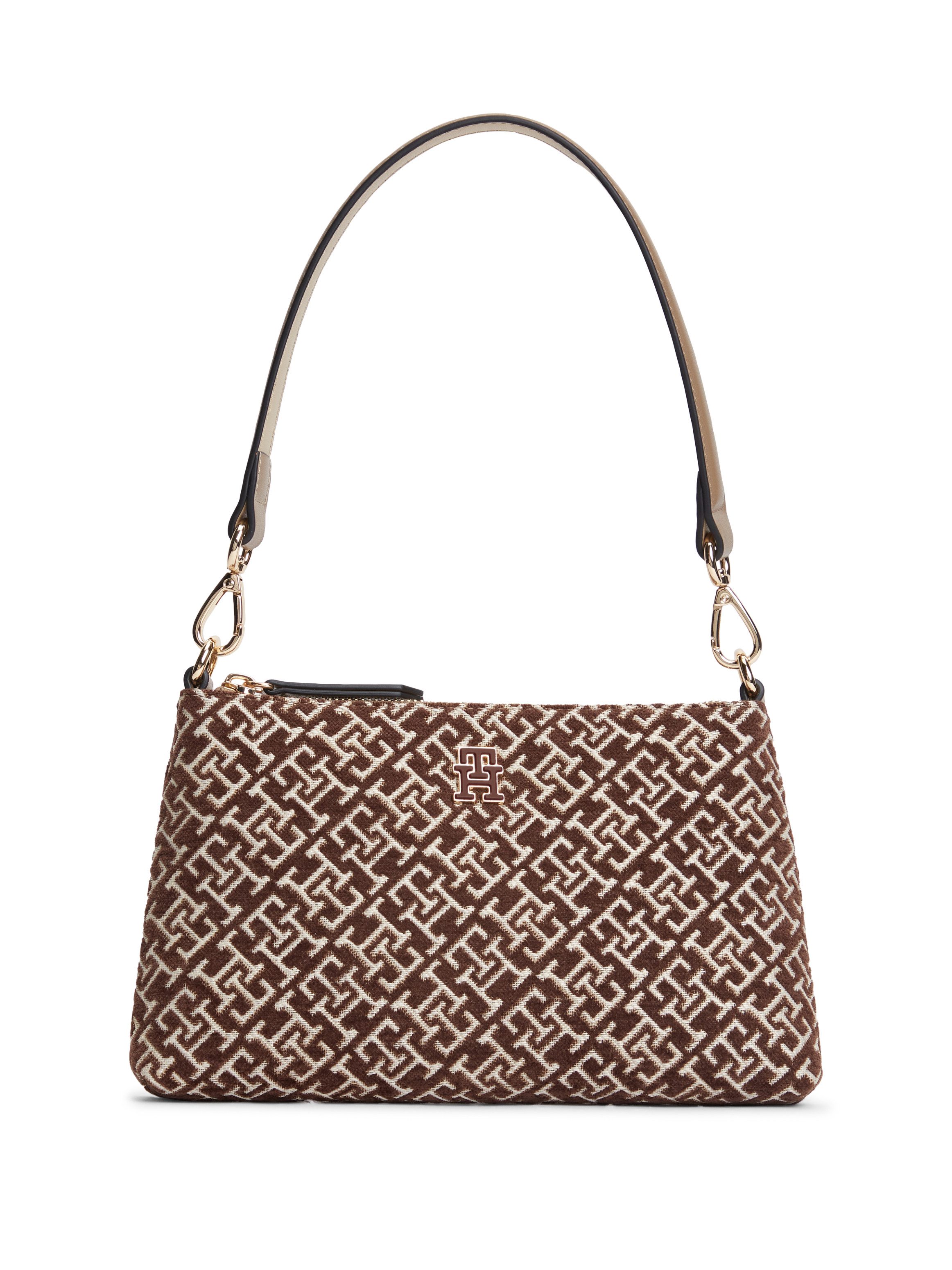 Tommy Hilfiger Schultertasche TH JACQUARD MINI SHOULDER BAG, Damen Handtasche, Clutch mit edler TH-Logostickerei