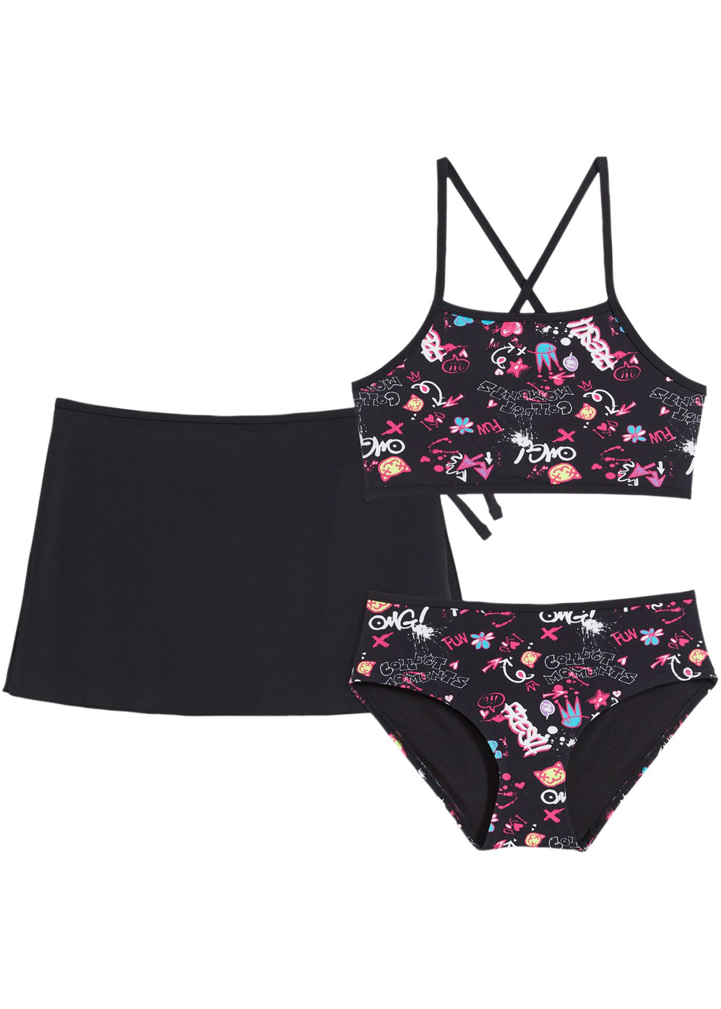 bonprix Bustier-Bikini (Set, 3-St) mit dazugehörigem Minirock