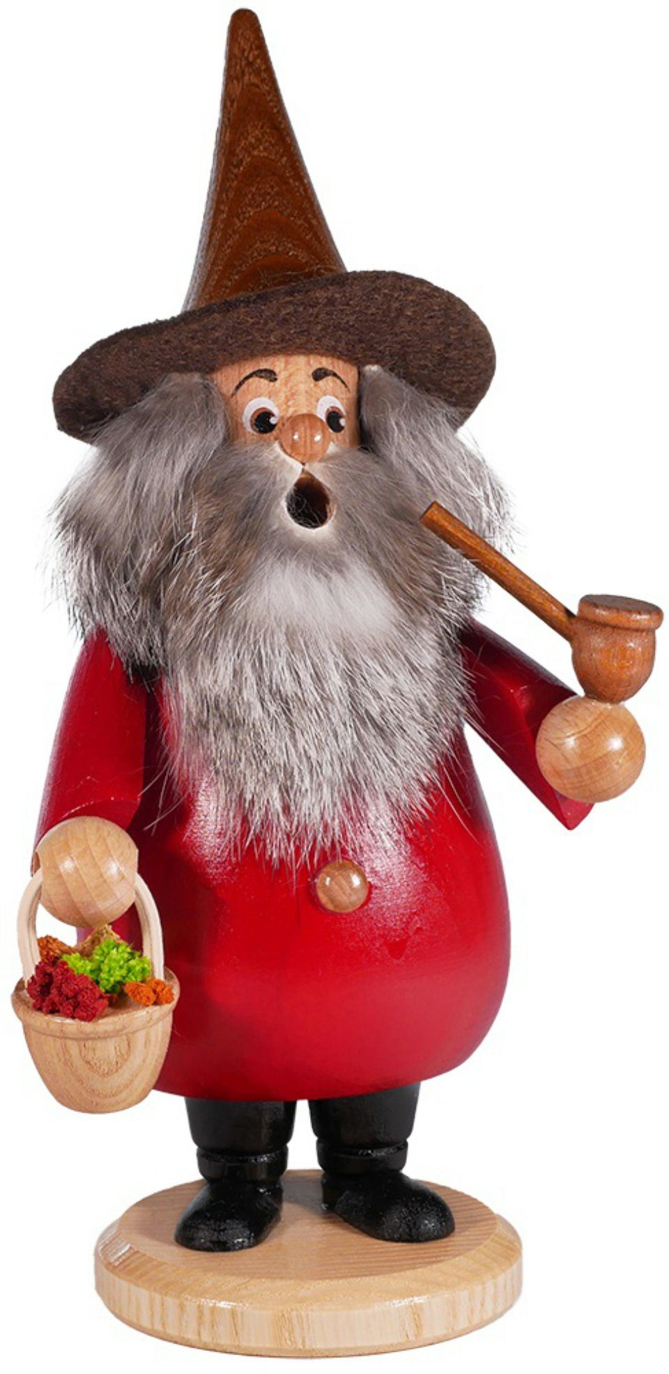 DWU - Drechselwerkstatt Uhlig Фигурка курильщик DWU Räuchermann Kräuterzwerg rot, (1 St), Handarbeit aus dem Erzgebirge