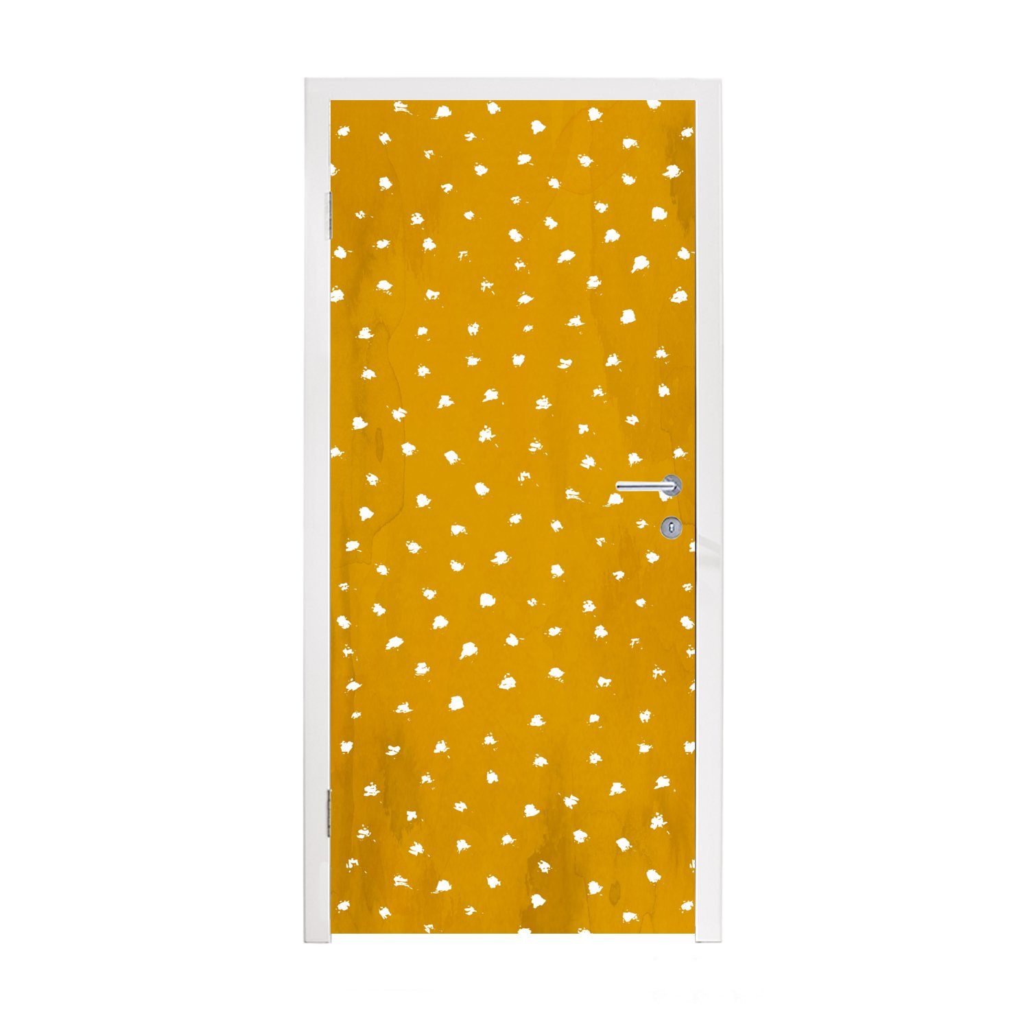 MuchoWow Türtapete Tupfen - Orange - Weiß, Matt, bedruckt, (1 St), Fototapete für Tür, Türaufkleber, 75x205 cm