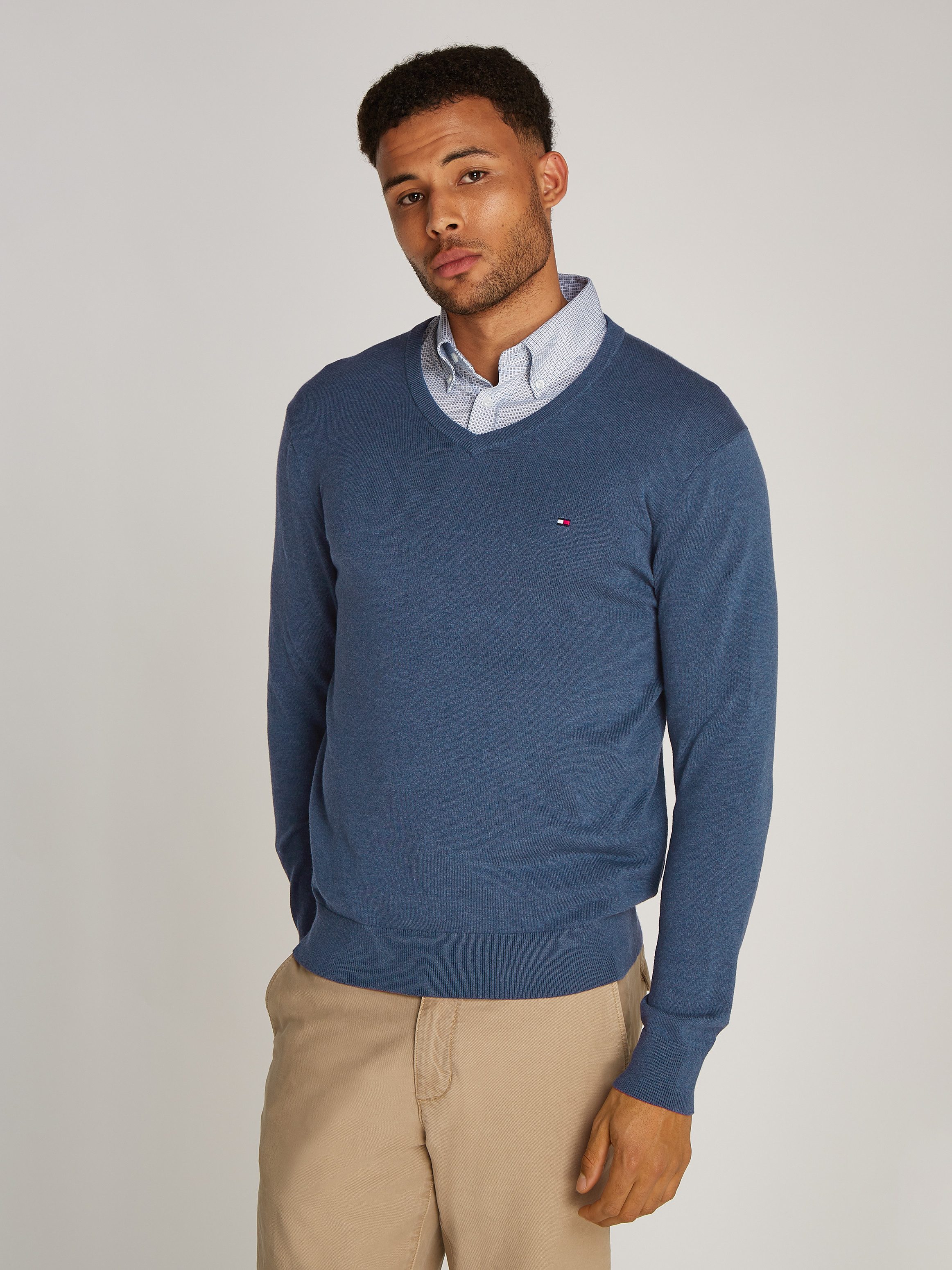 Tommy Hilfiger Strickpullover ESSENTIAL COTTON V NECK mit V-Ausschnitt und günstig online kaufen