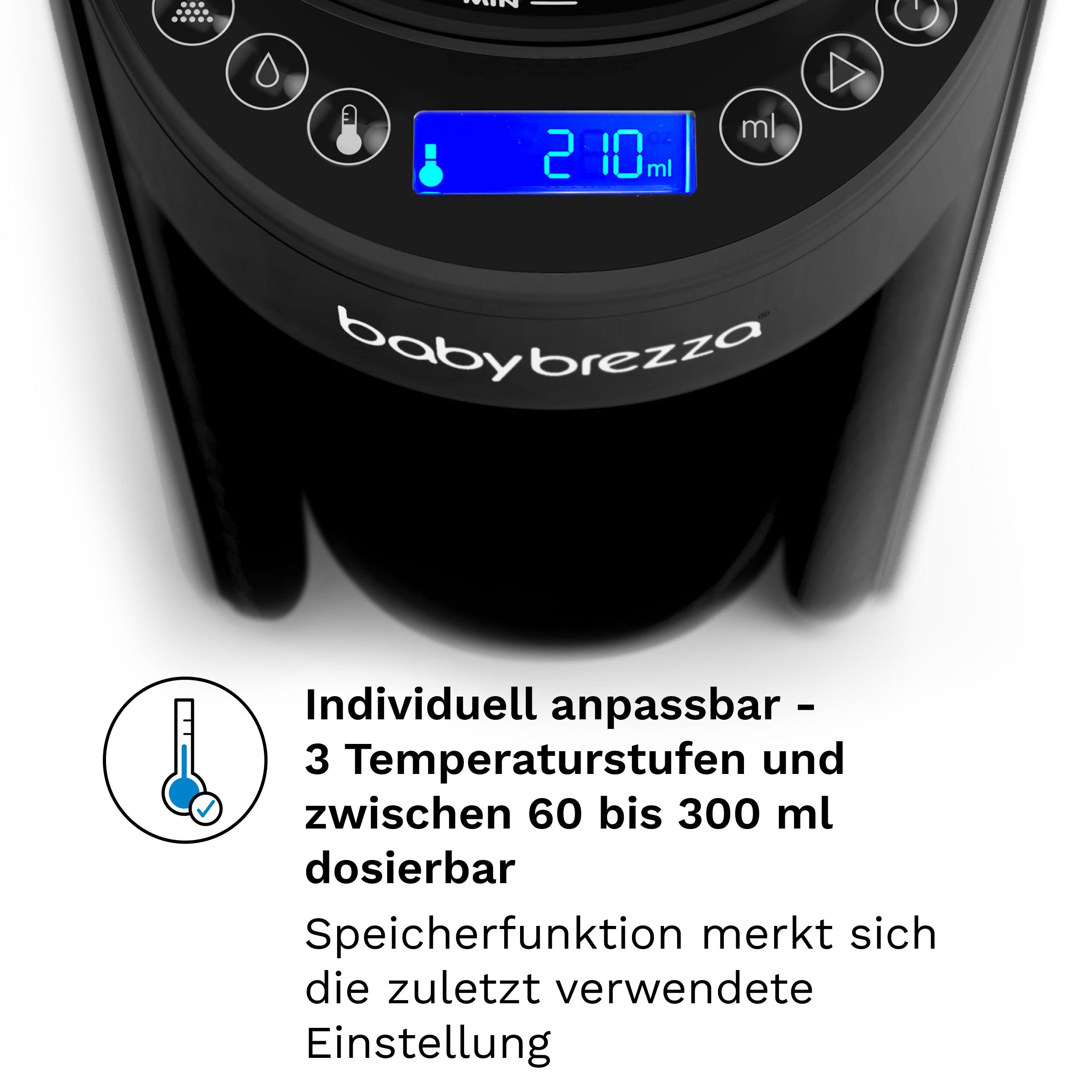 Baby Brezza Babyflaschenwärmer Automatischer Flaschenzubereiter mit 2 Milchpulvertrichtern, mischt Wasser und Milchpulver klumpenfrei per Knopfdruck