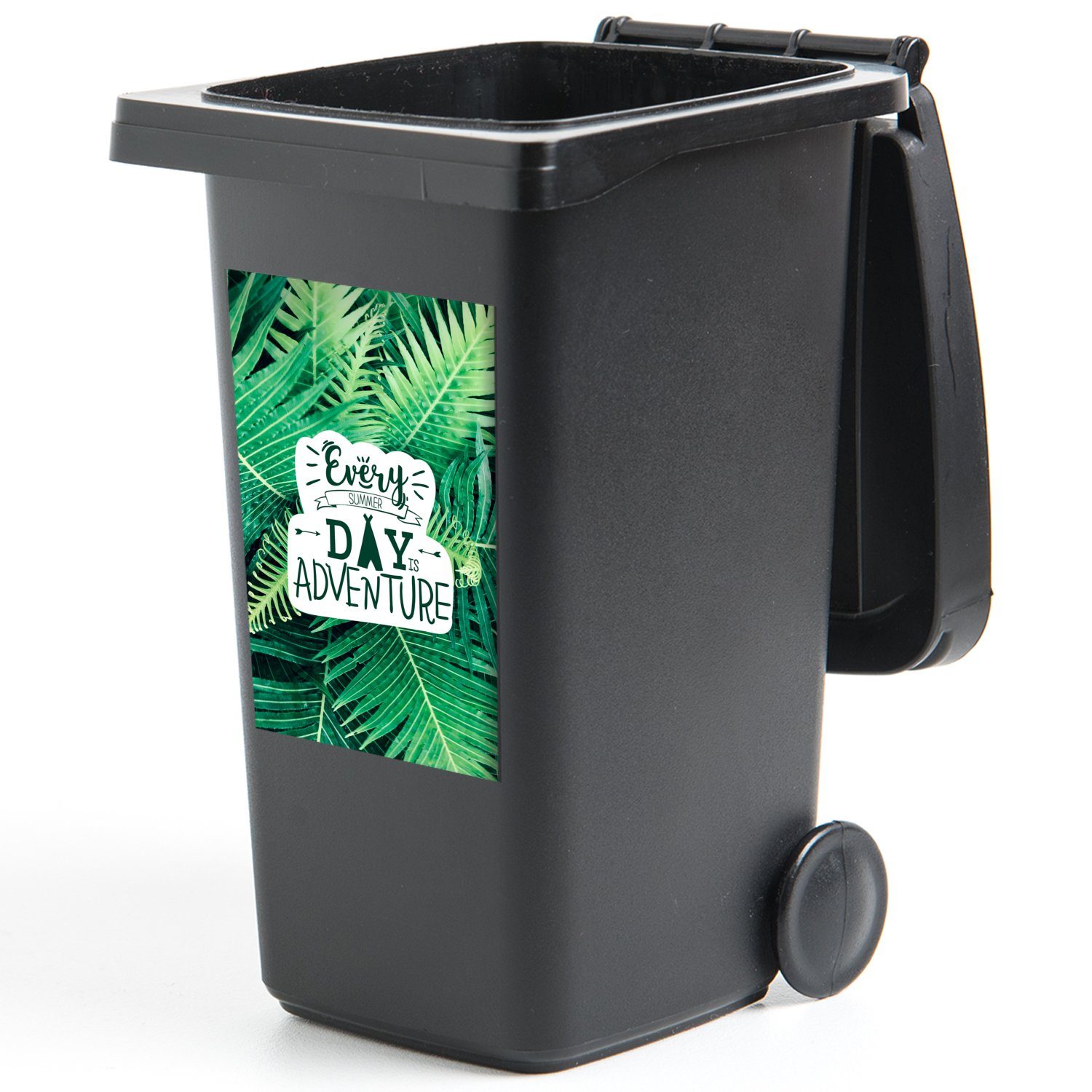 MuchoWow Wandsticker Sommer - Abfalbehälter (1 Sticker, - Pflanzen Container, Mülleimer-aufkleber, Mülltonne, Zitate St)