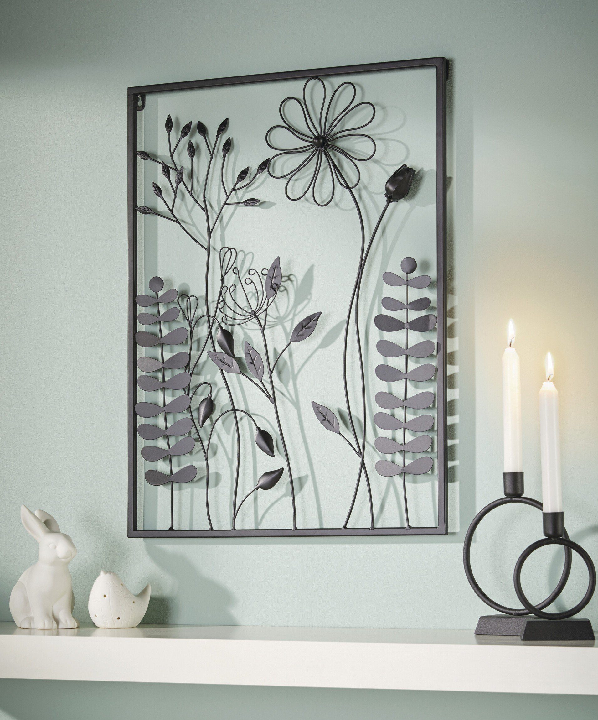 Dekoleidenschaft Metallbild 3D Wandbild "Black Flowers" günstig online kaufen