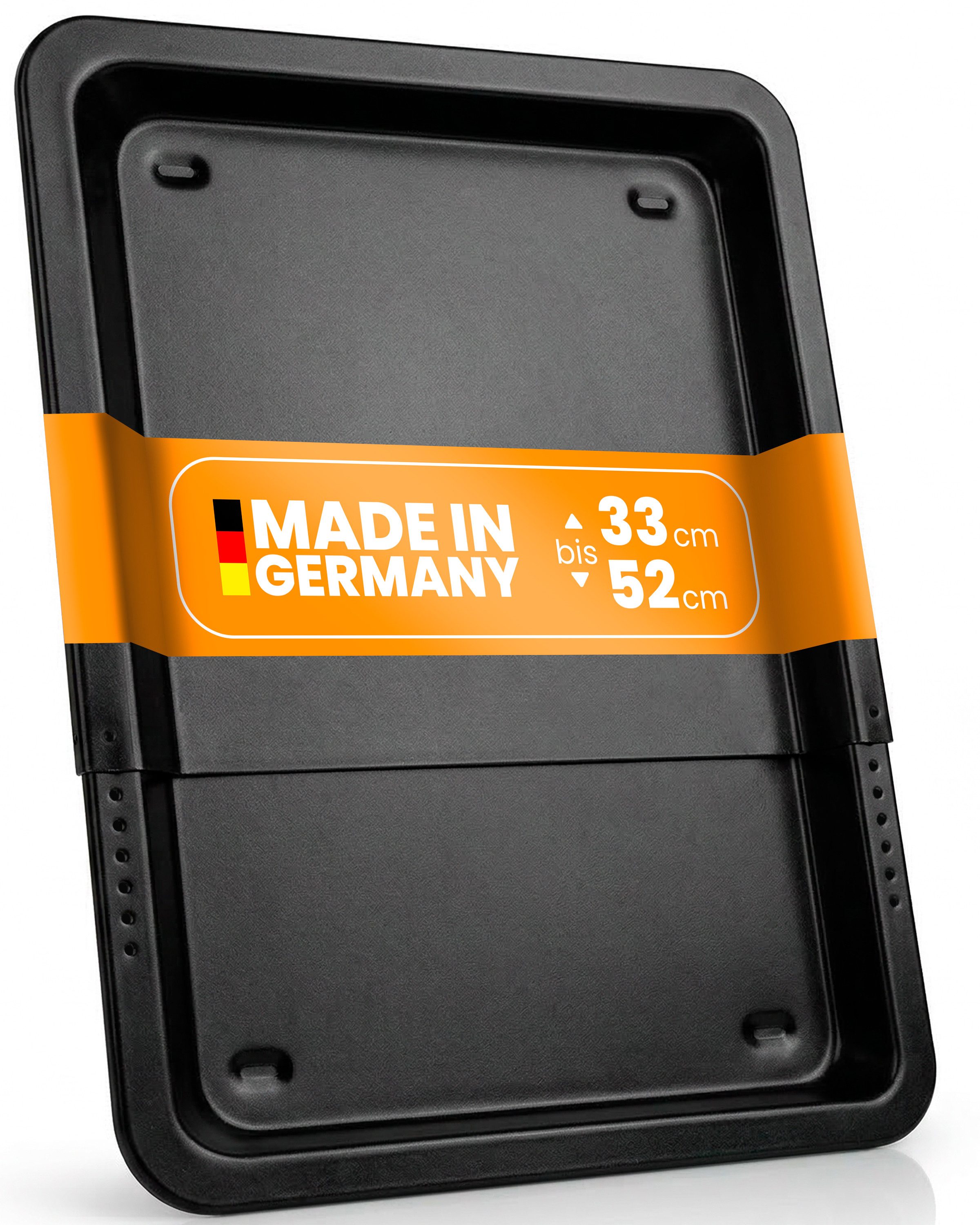 EUROHOME Backblech ausziehbar mit Auskühlnoppen Antihaftbeschichtung, Schwarzblech, (1-St., Ausziehbares Blech von 33 bis 52 cm), Ofenblech aus Schwarzblech - Backblech antihaft
