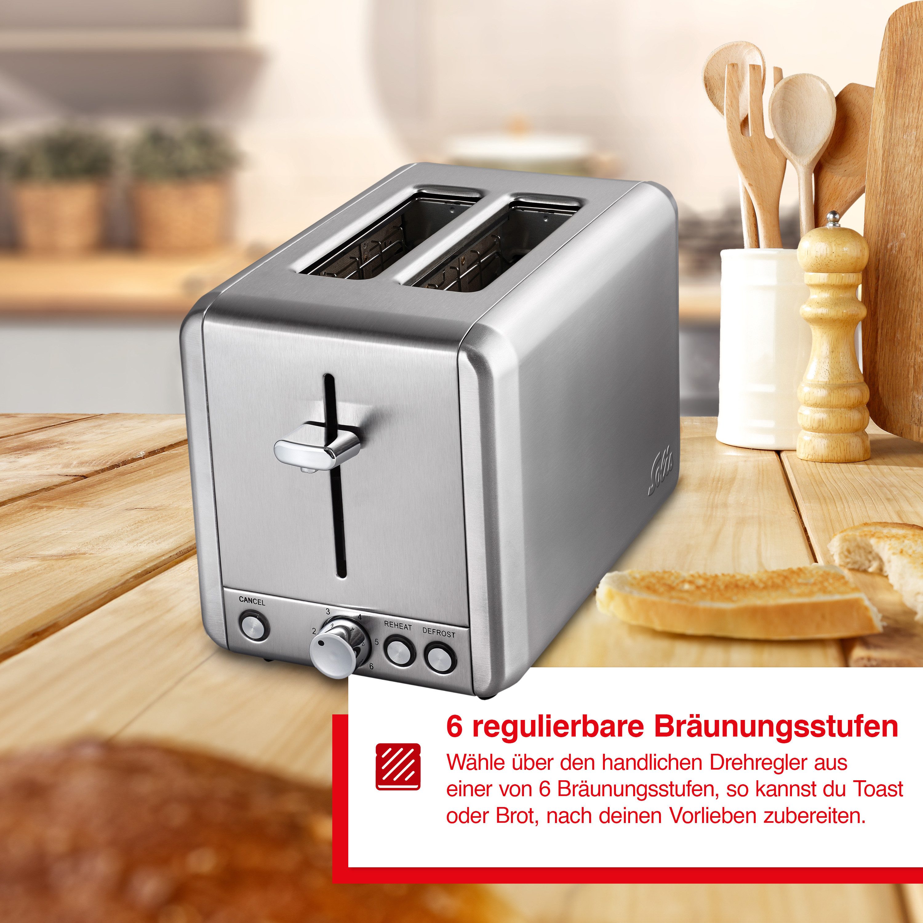 SOLIS OF SWITZERLAND Toaster Steel Toaster (Typ 8002), 2 kurze Schlitze, 925 W, mit 2 Schlitzen, Edelstahl