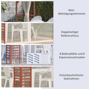 Outsunny Pavillon Gartenzelt mit Fliegennetzen, mit 4 Seitenteilen, (Partyzelt, Pavillon), für Garten, Balkon, Beige