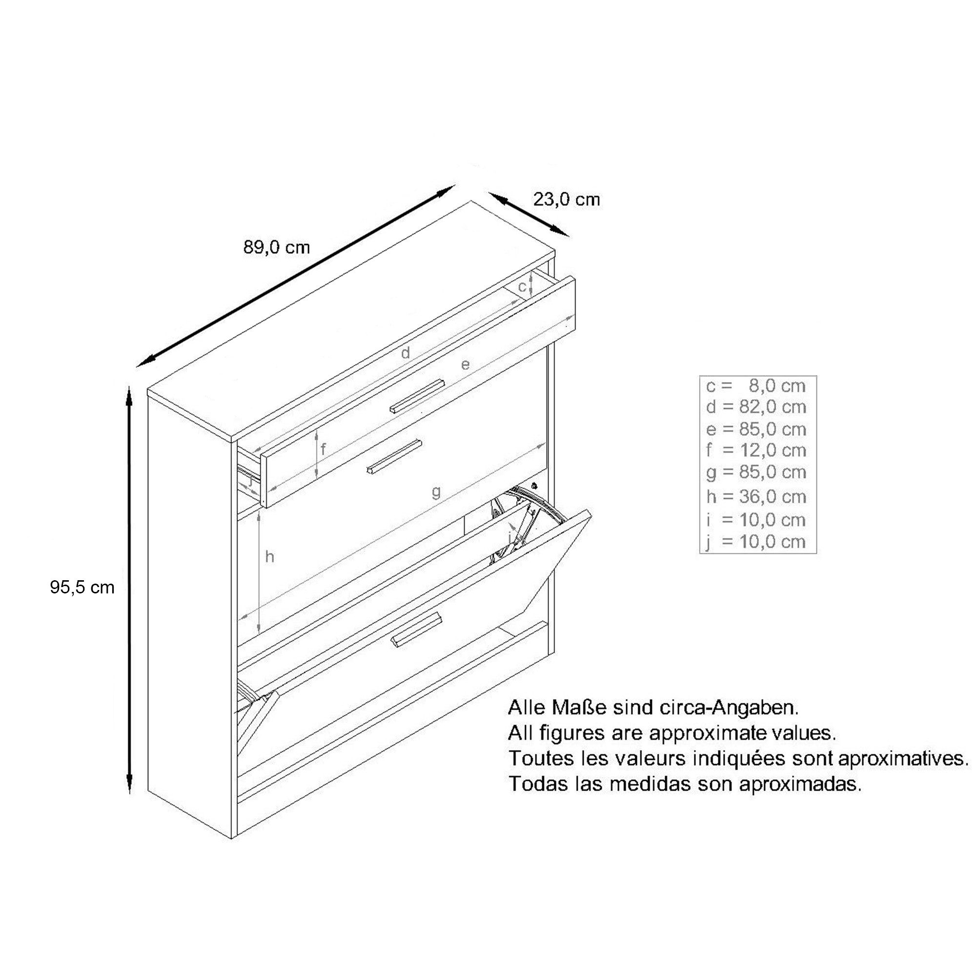 InnoFurn Schuhschrank Roma Schuhkipper (schmaler Flurschrank) Platzsparender Schuhkipper Flurschrank für Diele Flur Garderobe – Bild 5 von 5