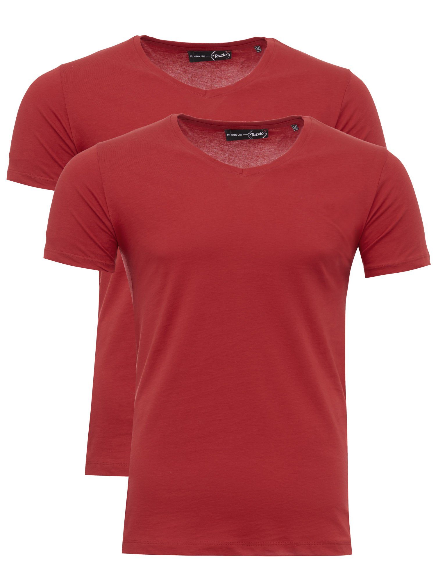 Tazzio T-Shirt E101 (2-tlg) mit V-Ausschnitt im 2er-Pack bordeaux