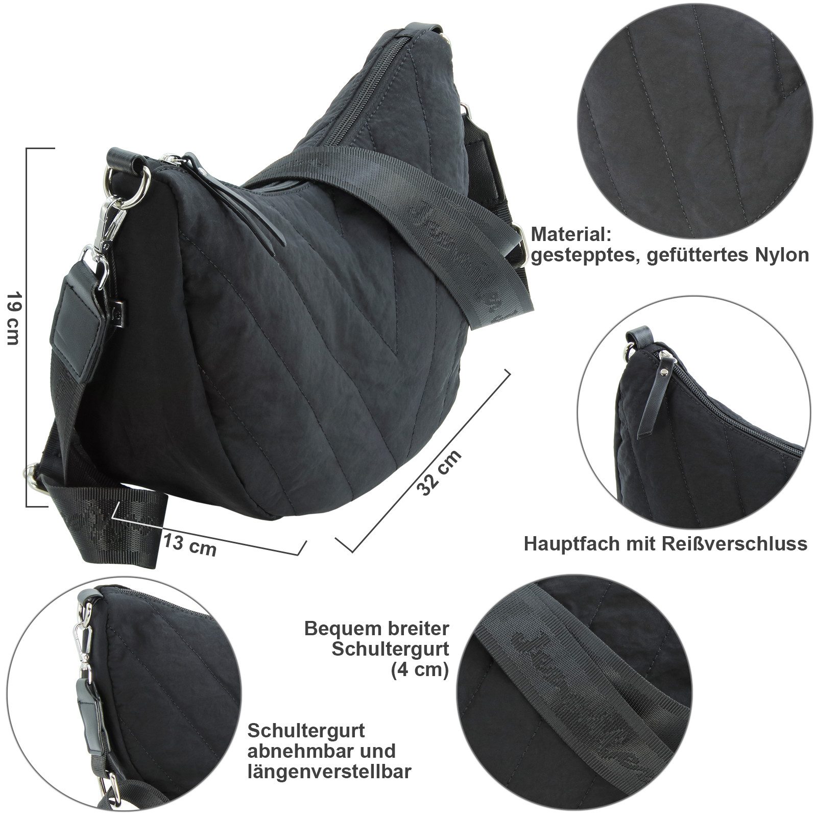 J JONES JENNIFER JONES Umhängetasche Leichte Damen Schultertasche Groß Nylo günstig online kaufen