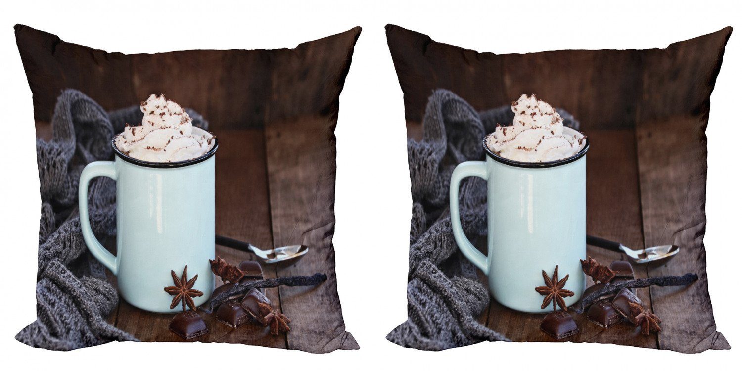 Kakao (2 Winter Accent Sahne Heißer Digitaldruck, Abakuhaus Stück), mit Kissenbezüge Modern Doppelseitiger